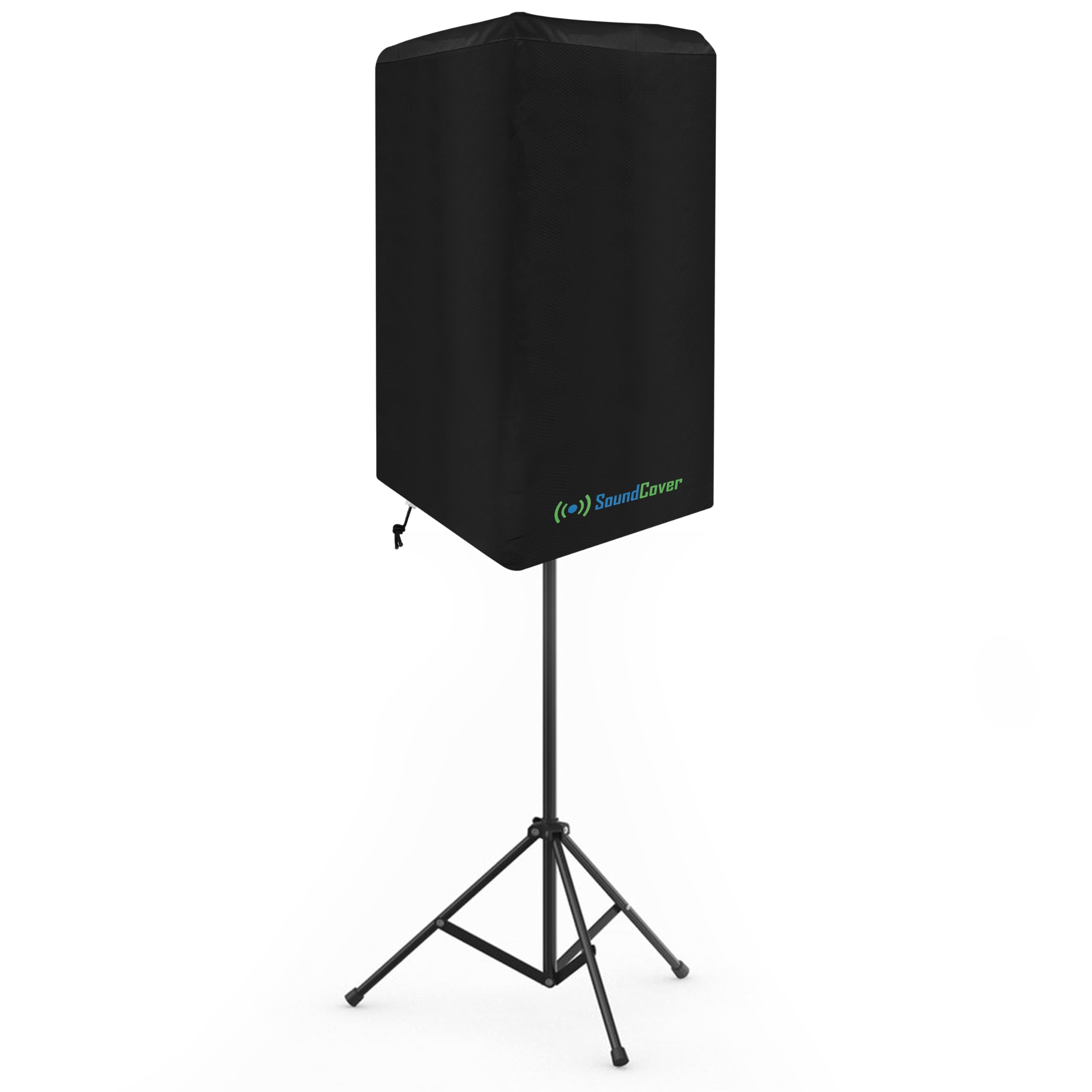10-Inch PA/DJ Speaker Cover - Black 420D Polyester with Silver UV50 Coating - Water-Resistant, Protective Bag for Stand-Mounted 