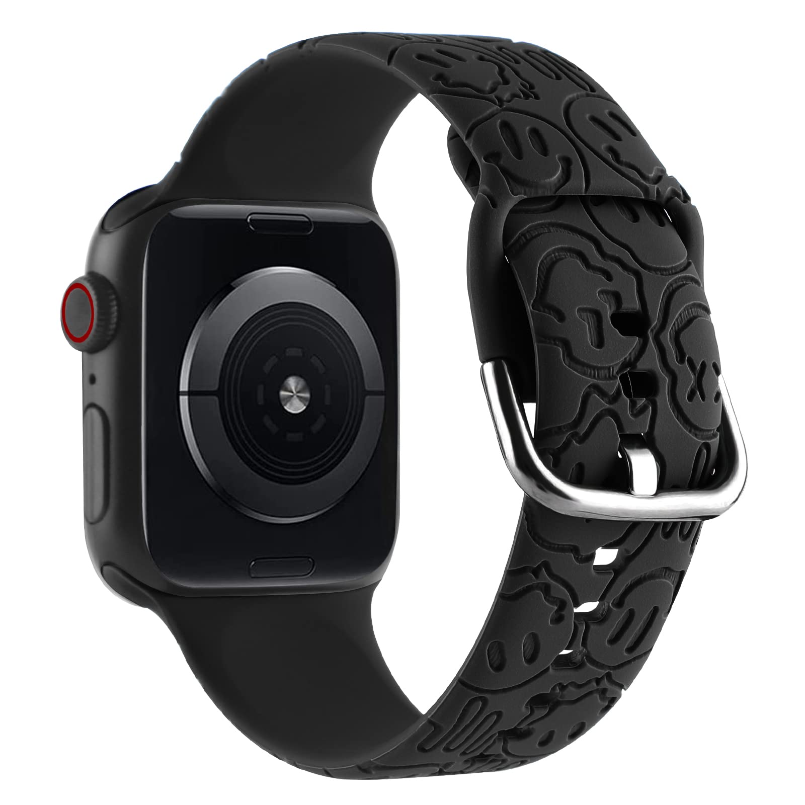 Halloween Ghost Engraved Silicone Band Compatible With Apple Watch 42Mm 44Mm 45Mm For Women Men,Skull Pattern Laser Printed Soft