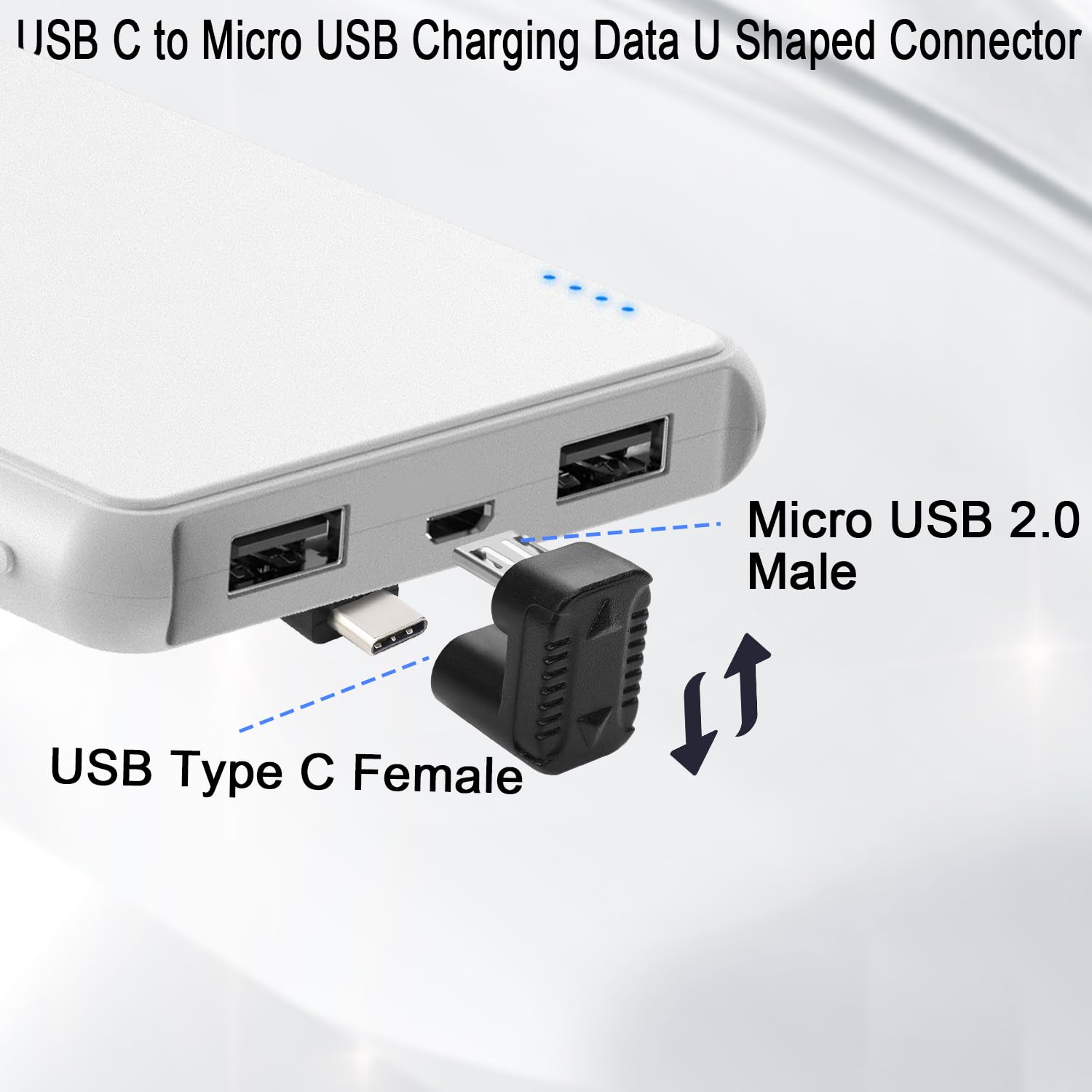 Qianrenon Usb C To Micro Usb Charging Data U Shaped Connector Usb C Female To Micro Usb Male 180 Degree Angle Down Adapter Plug