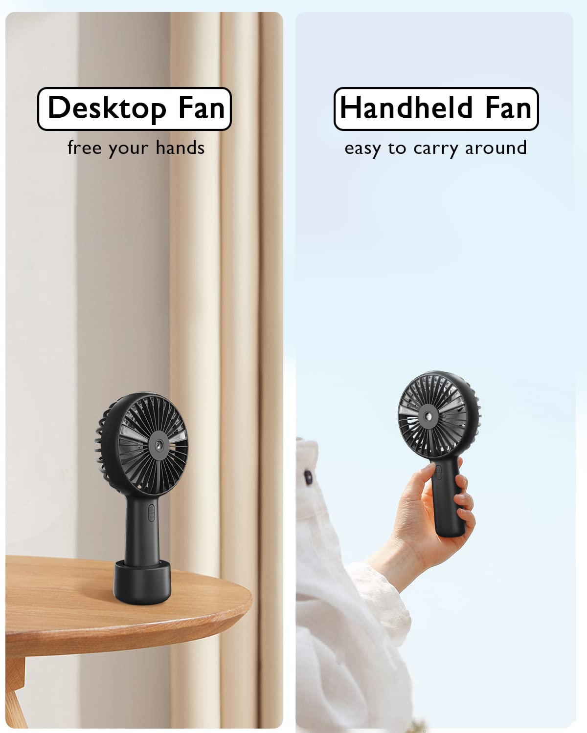 Portable Hand Held Misting Fan, Small Personal Usb Rechargeable Battery Operated Spray Fan Mister With 20Ml Water Tank Mist Lash