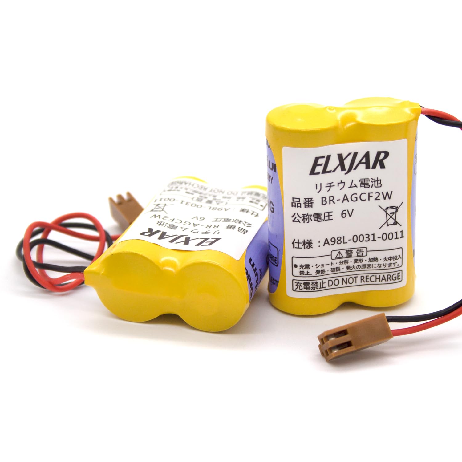 Elxjar (2 Pack) Br Agcf2W 6V Replacement Battery For Fanuc Controls A98L 0031 0011#L, Panasonic Br Acf2P Br Agcf2P, Ge A06B0177D