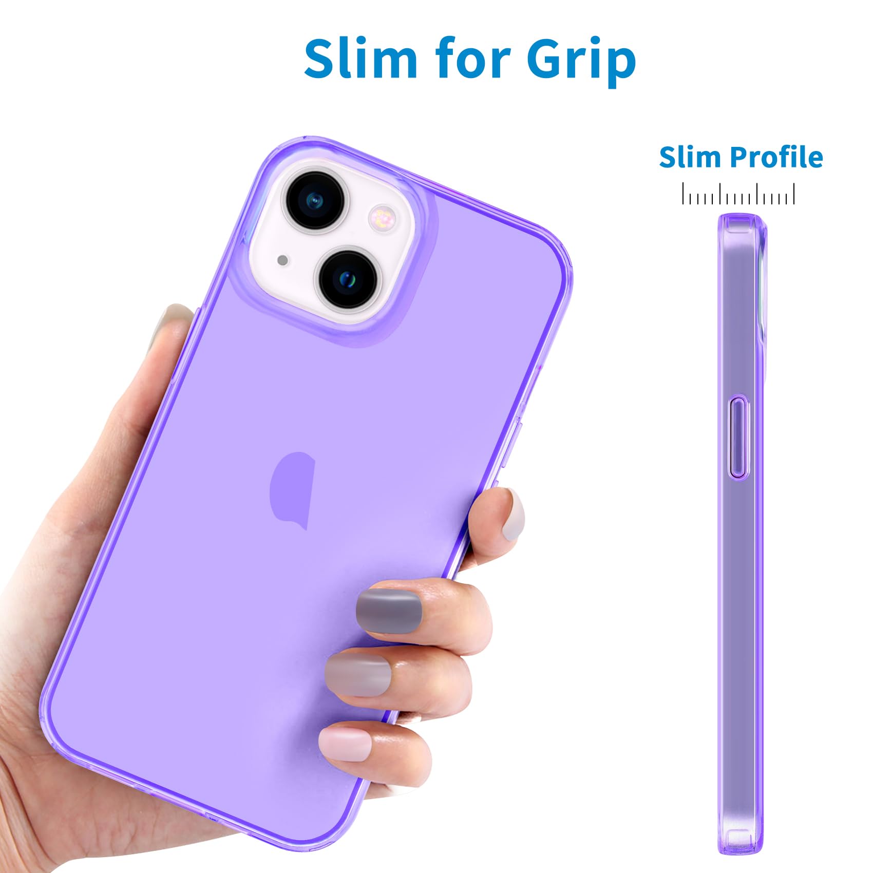 JJGoo iPhone 14 Plus Clear Shockproof Slim Protective TPU Phone Case Purple 6.7 inch