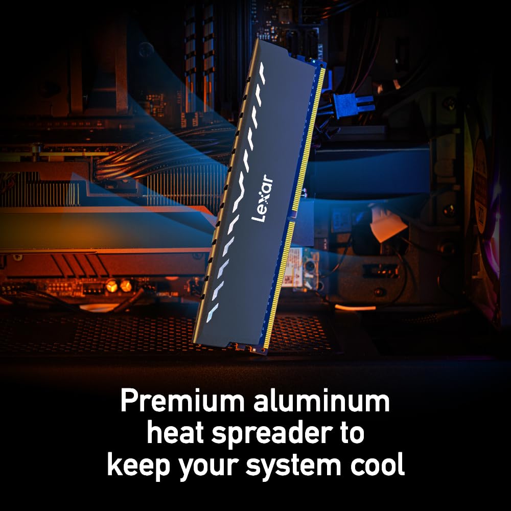 Lexar 32Gb (2X16Gb) Thor Ddr4 Ram 3200Mt/S Cl16 1.35V Desktop Memory With Heatsink, Amd Ryzen & Intel Xmp 2.0, Black (Ld4U16G32C