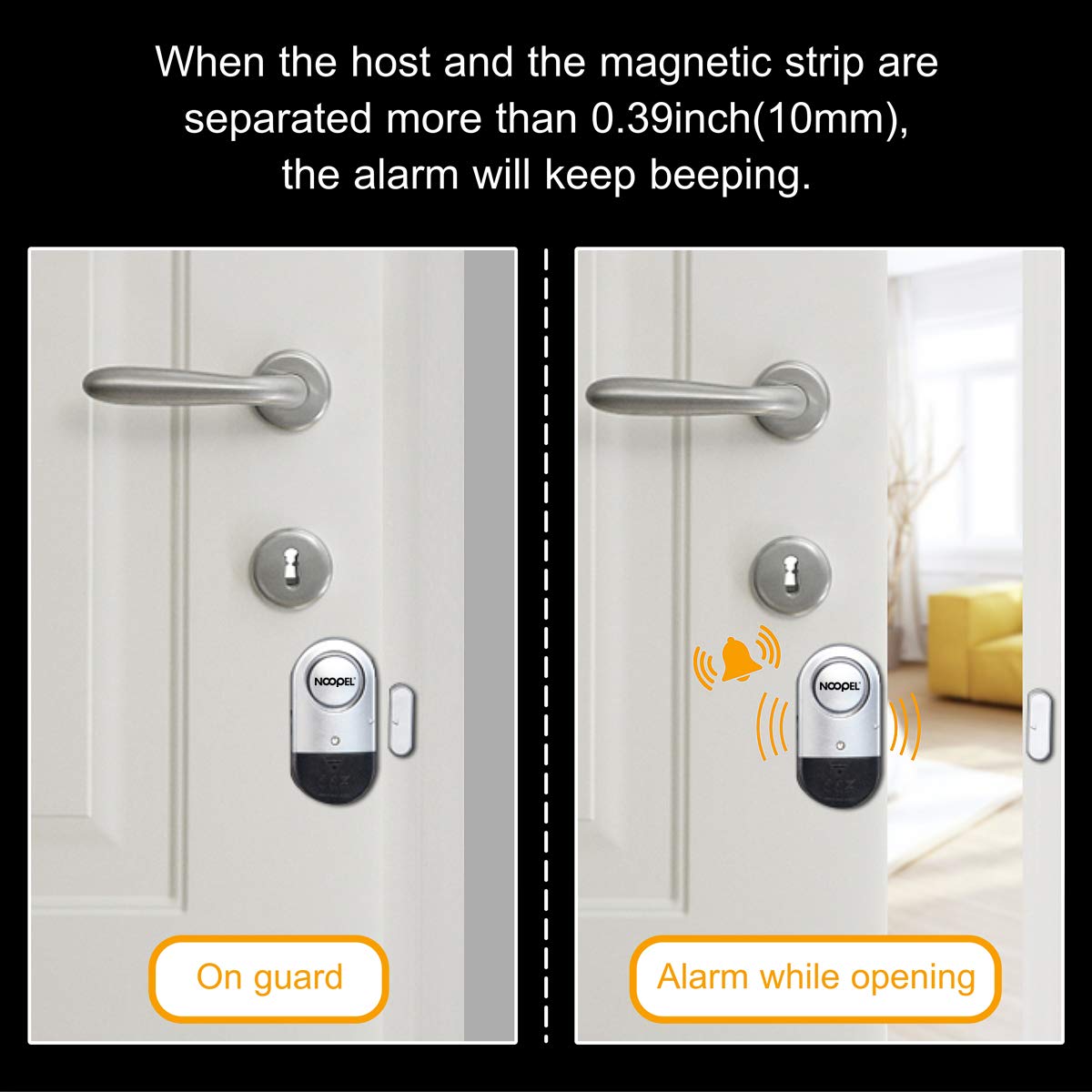 Door Window Alarm 2 Pack Noopel Home Security Sensor Burglar Anti Theft 120Db Alarm With Batteries Included   Diy Easy To Install (2)