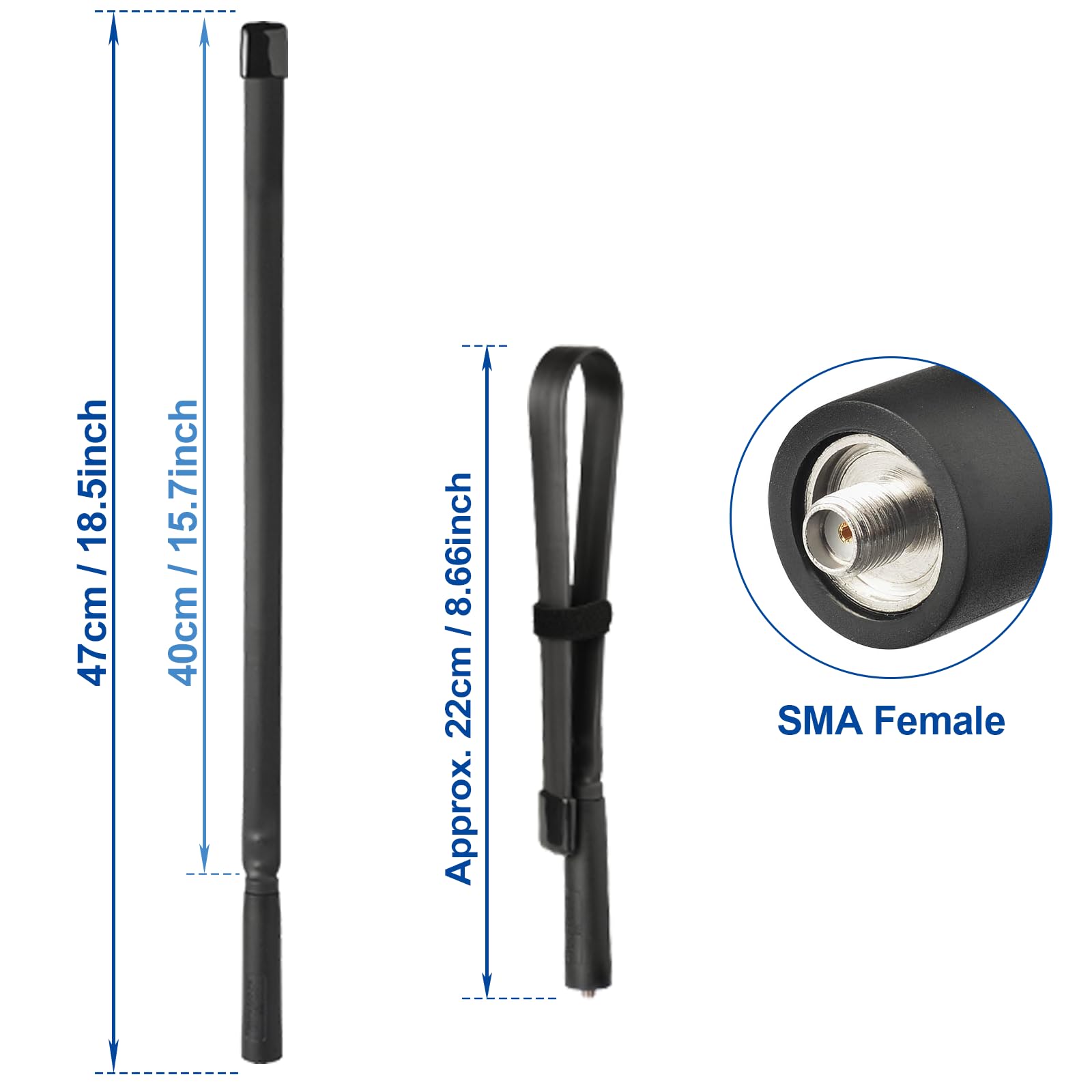 Bingfu Dual Band Vhf Uhf 136 520Mhz 18.5 Inch Foldable Cs Tactical Sma Female Ham Radio Antenna For Kenwood Wouxun Baofeng Bf F8