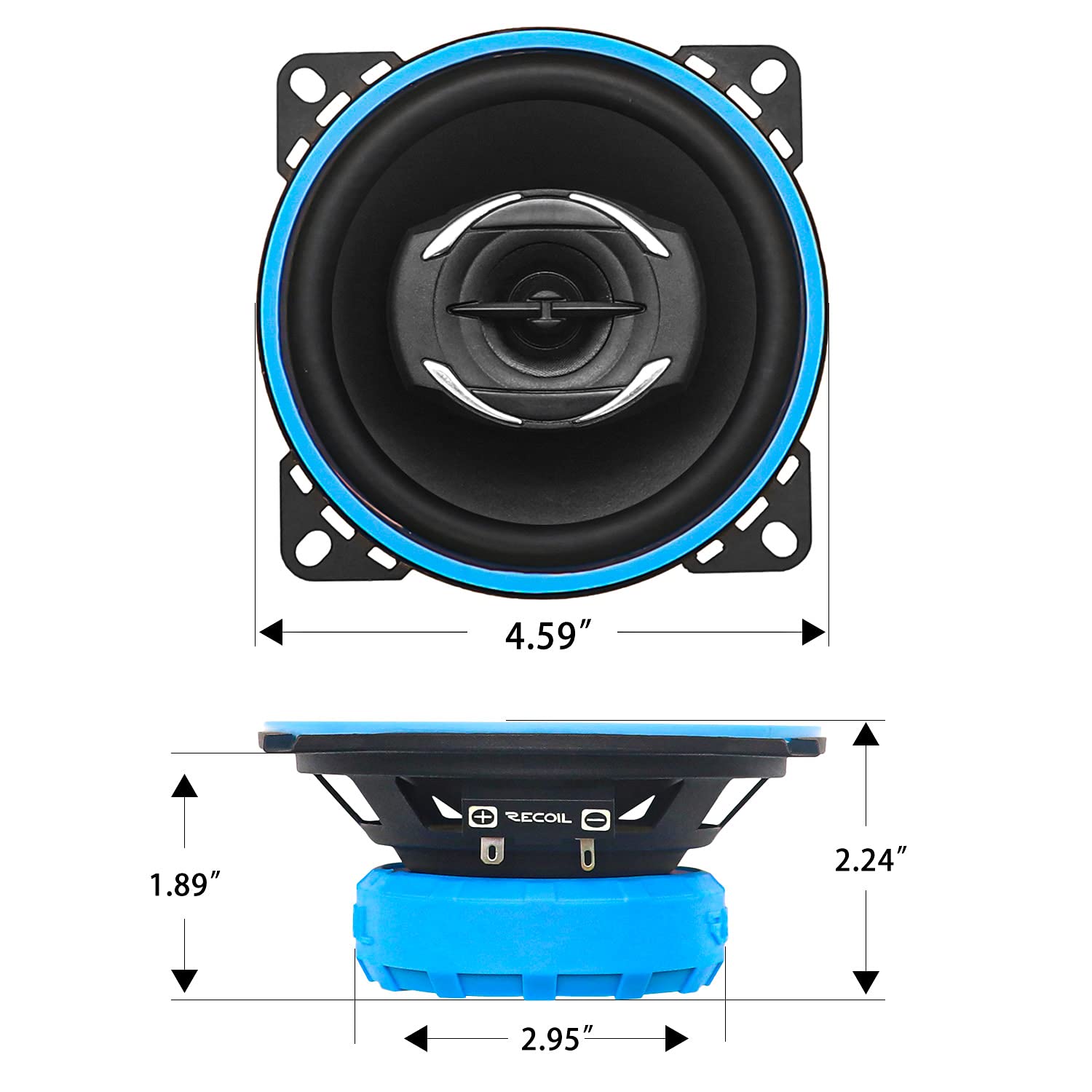 Recoil Rcx4 Echo Series 4 Inch Car Audio Coaxial Speaker System