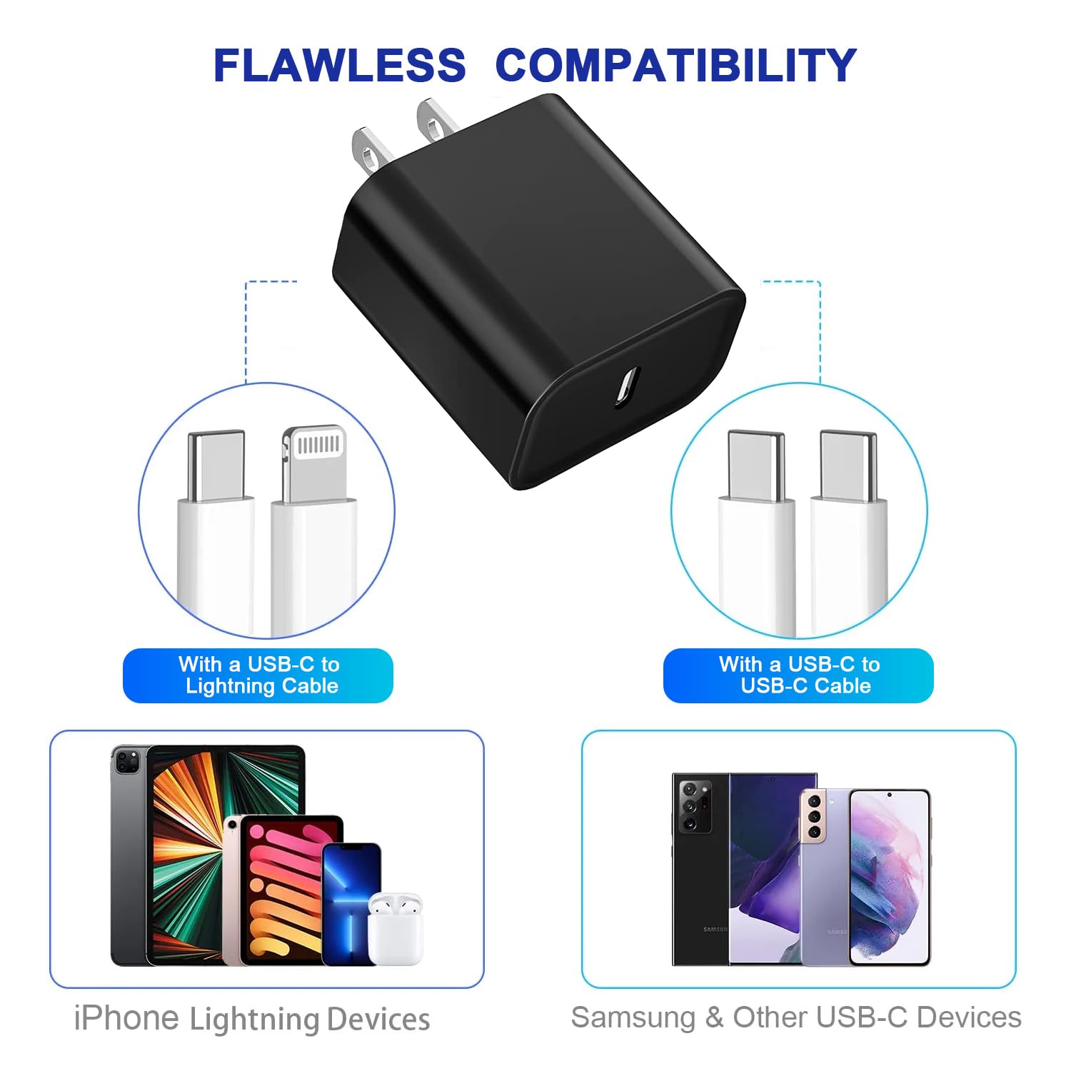 3Pack Iphone 16/15 Charge Block,Usb C Charger,Black Charger Adapter,Quick Fast Charger Pd Adapter Plug 20W Power Delivery Type C