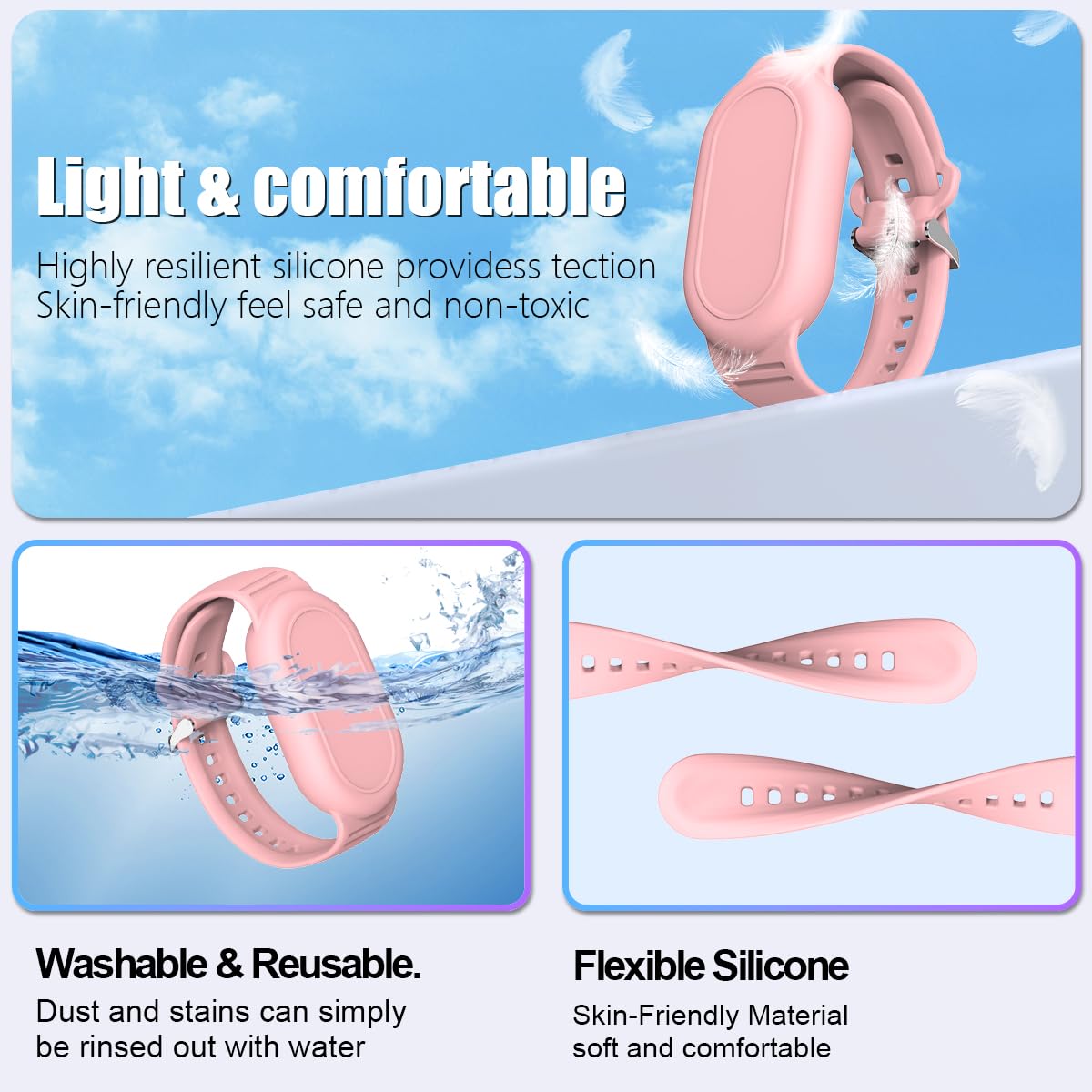 [2Pack] Biqire Bracelet Compatible For Samsung Galaxy Smarttag 2 (2023), Soft Silicone Wristband Smart Tag 2 Holder Kids Hidden
