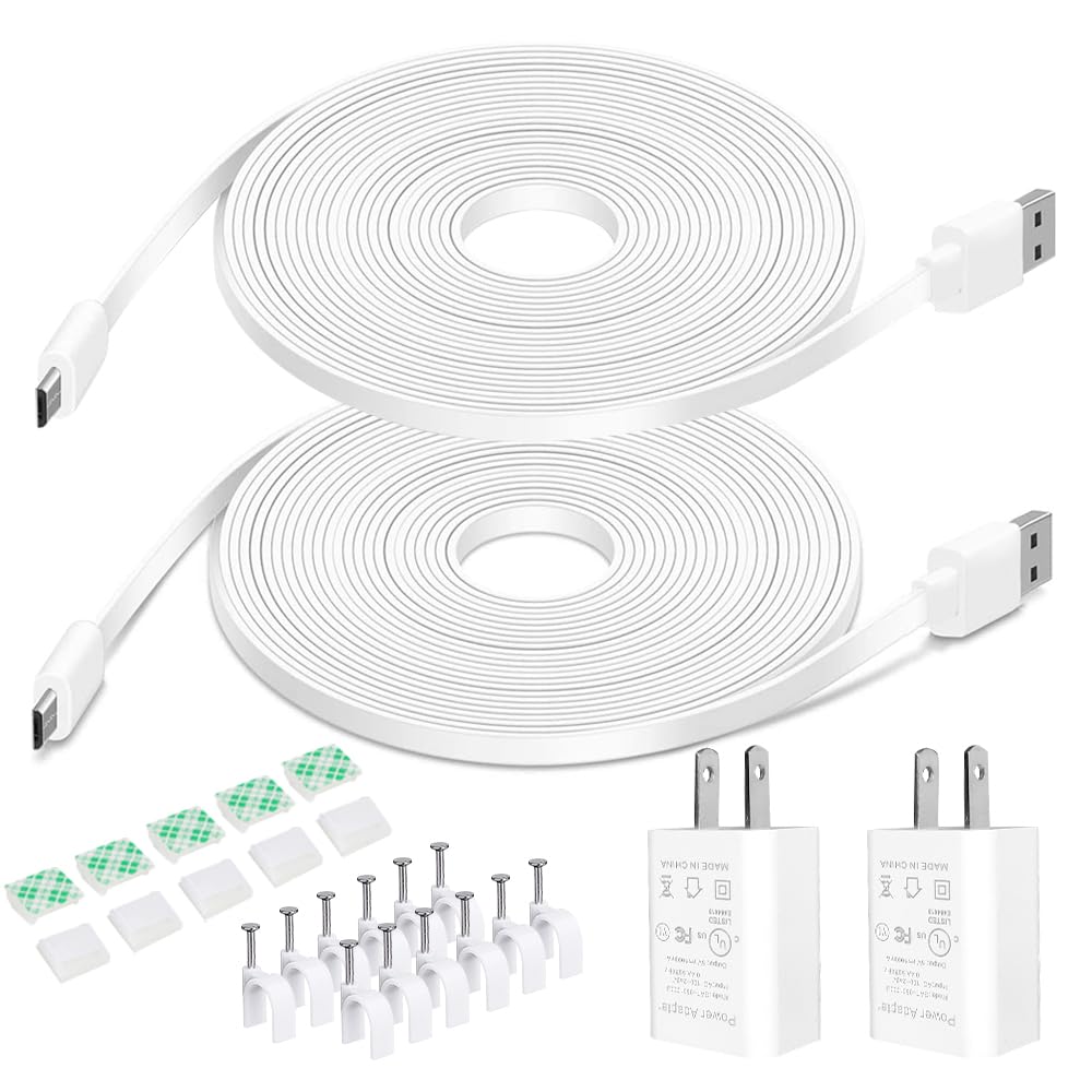 Dianmu 20Ft Power Cord With Adapter For Wyze Cam V3/V4/Og/V3 Pro, Blink, Simplisafe,Arlo Essential,Kasa,Weatherproof Power Exten