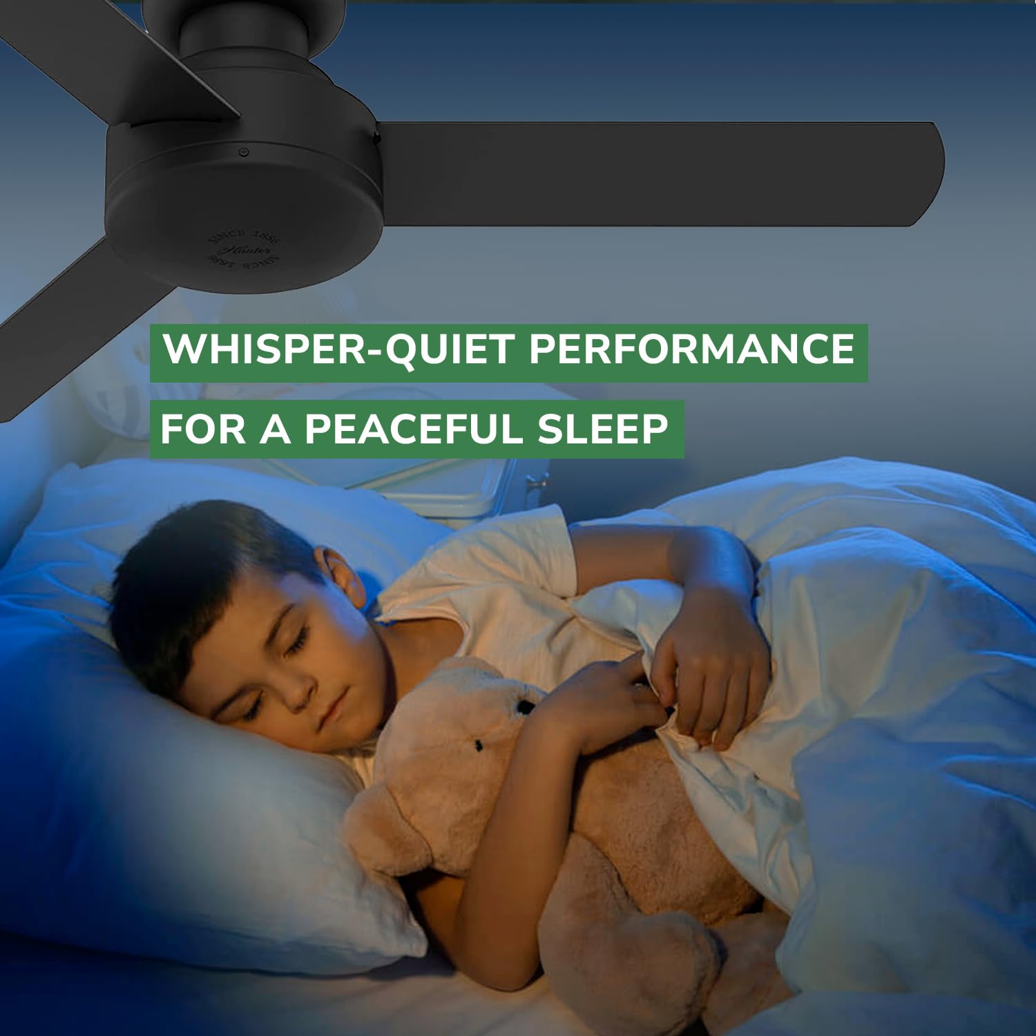 Hunter Fan 52401 Presto 44-Inch Low Profile Ceiling Fan With Wall Control, Whisper-Quiet Motor, 3-Speed Reversible Airflow, Matt