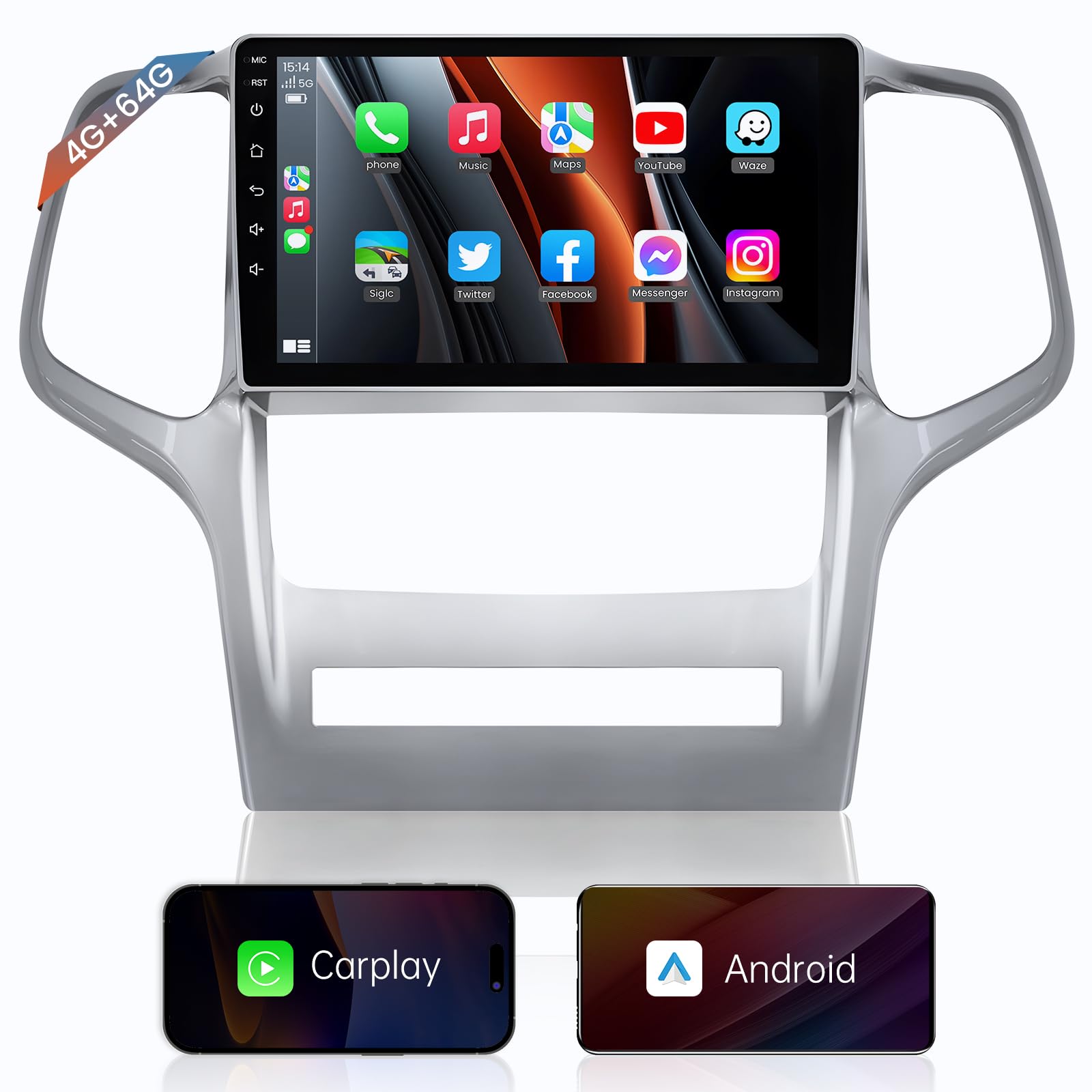 5Gwifi 8 Core 4G+64G Android 12 Car Stereo Radio In Dash Fit For Jeep Grand Cherokee Wk 2008 2013, 9''Hd Touchscreen Head Unit W