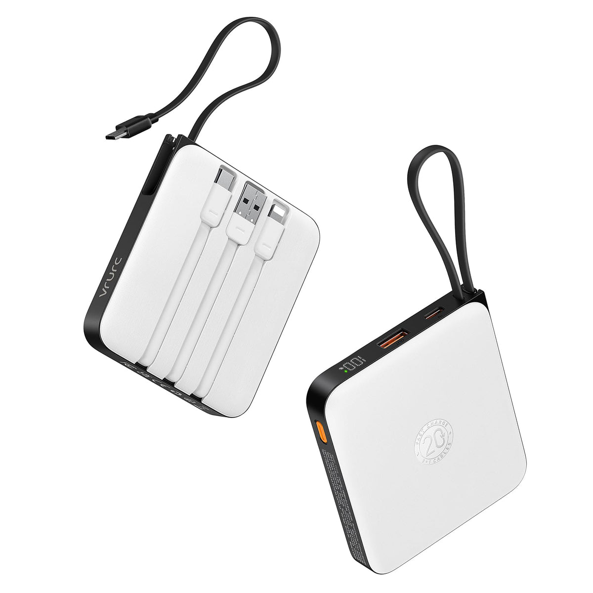 Vrurc Portable Charger With Built-In Cables, 10000Mah Battery Pack Pd 20W For Iphone, 22.5W Usb C Travel Power Bank For Iphone 1