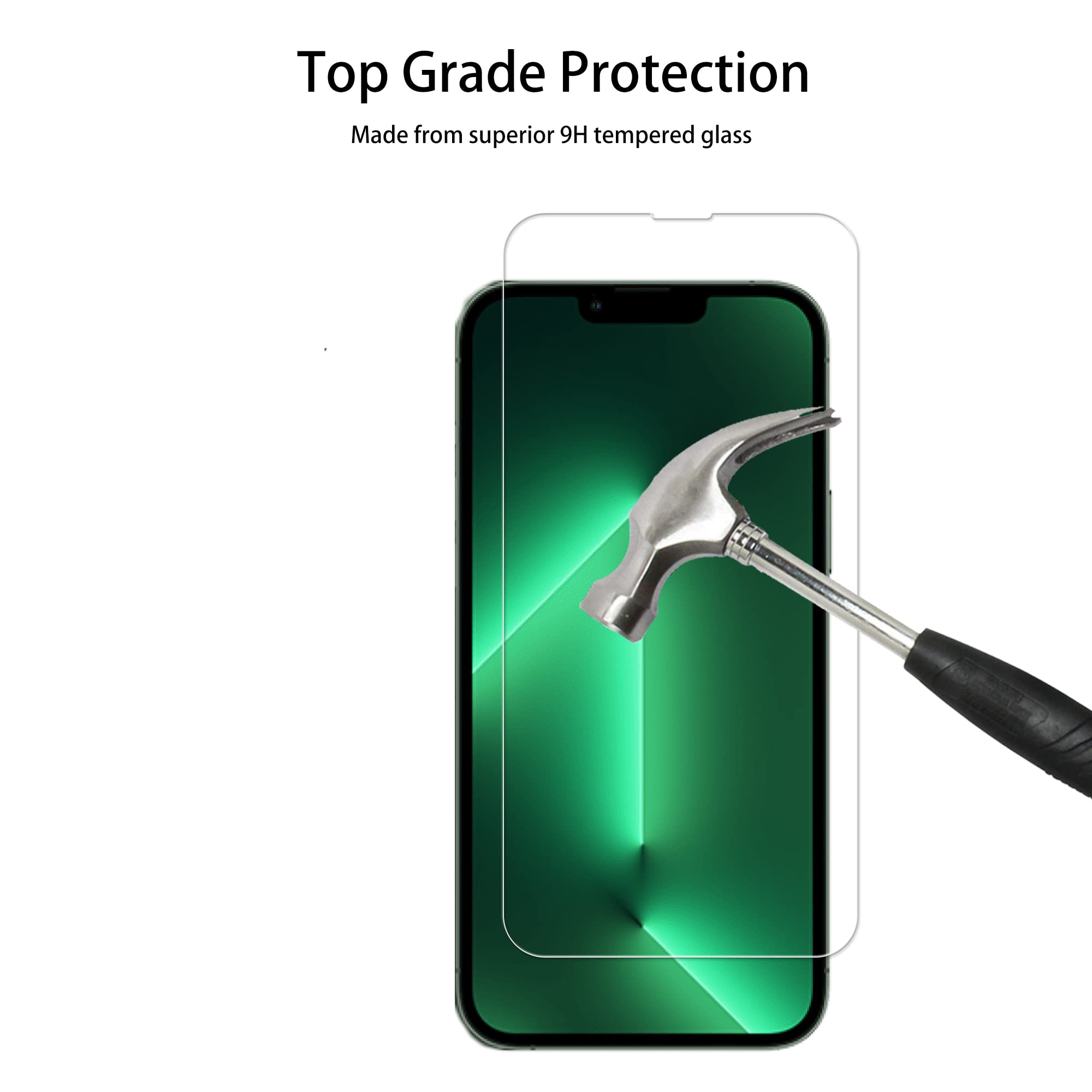 Hkkais Easy Alignment Frame Designed For Iphone 13 Pro Max [6.7 Inch] Tempered Glass Screen Protector 2 Pack Camera Lens Protect