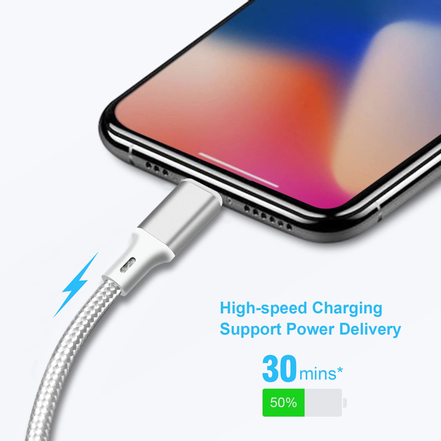 Cugunu Usb C To Lightning Cable 5 Pack 3/3/6/6/10Ft Iphone Charger Apple Mfi Certified Power Delivery Fast Charging Cord Compatible With Iphone 14/13/12/11/Xs/Xr/X/8   Gray