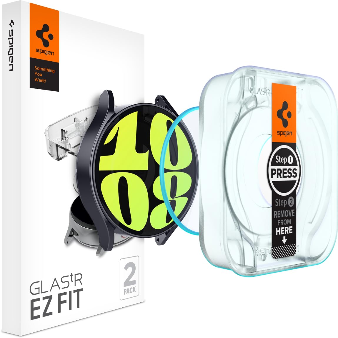 Spigen Tempered Glass Screen Protector [Glastr Ez Fit] Designed For Galaxy Watch 6 (44Mm) [Full Coverage][9H Hardness Tempered G