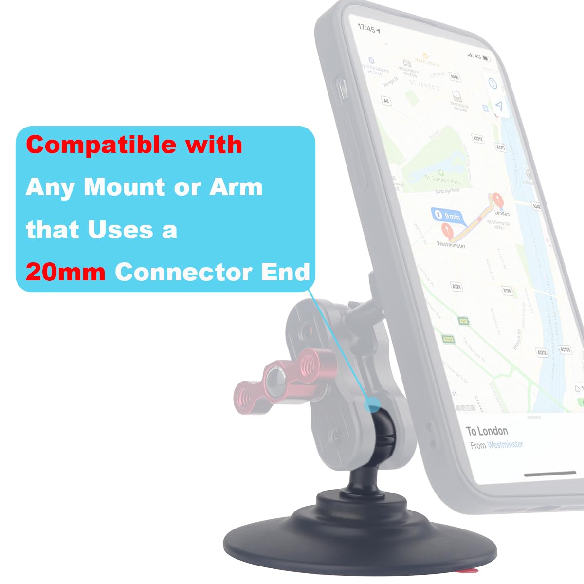 Rigdance Semi-Flexible Adhesive Ball Base With 20Mm Ball Adapter, Compatible With Bulletpoint Mounting Solutions