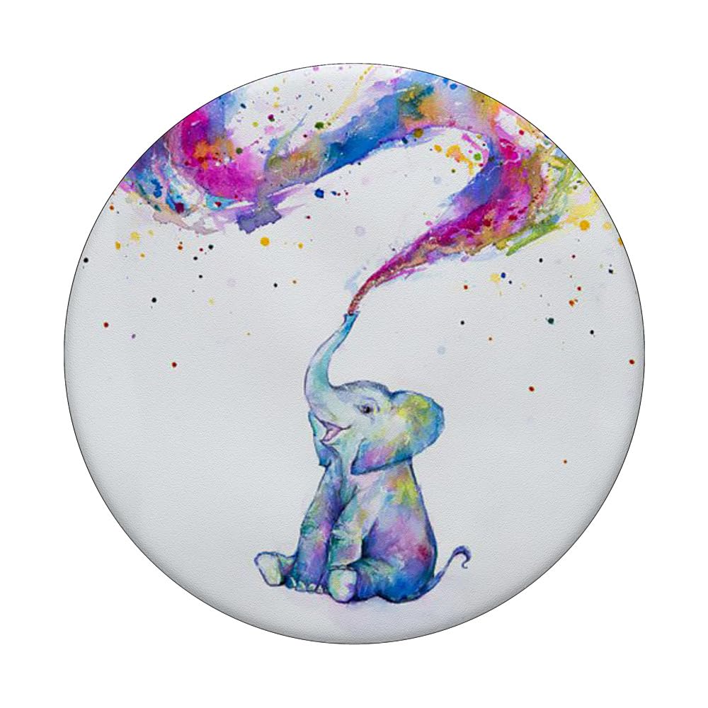 Cute Baby Elephant Watercolor Rainbow Drawing Phone Grip Popsockets Popgrip: Swappable Grip For Phones & Tablets