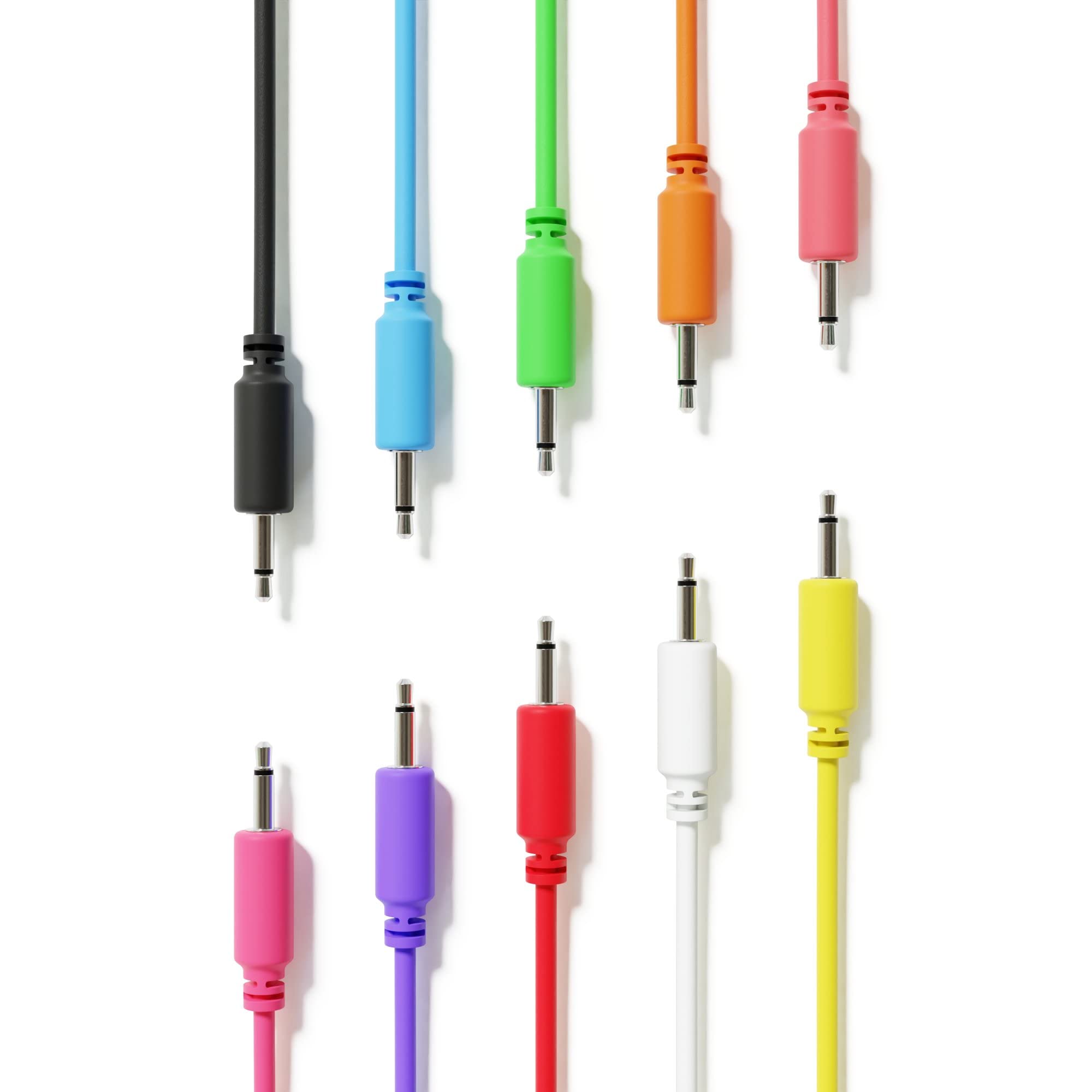 ExcelValley - Mono Modular Patch Cables TS 3.5mm 1/8 inch Eurorack Synthesizer [10-Pack | 20 cm - 7.87]