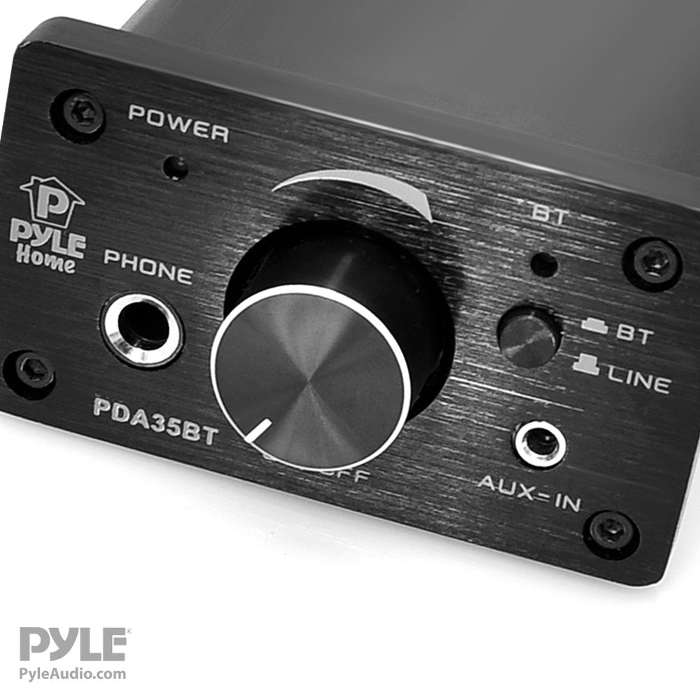 Pyle Pda35Bt 100 Watt Mini Bluetooth Power Digital Class D Amplifier & Headphone Amplifier With Two Aux Inputs   2 Channel Stere
