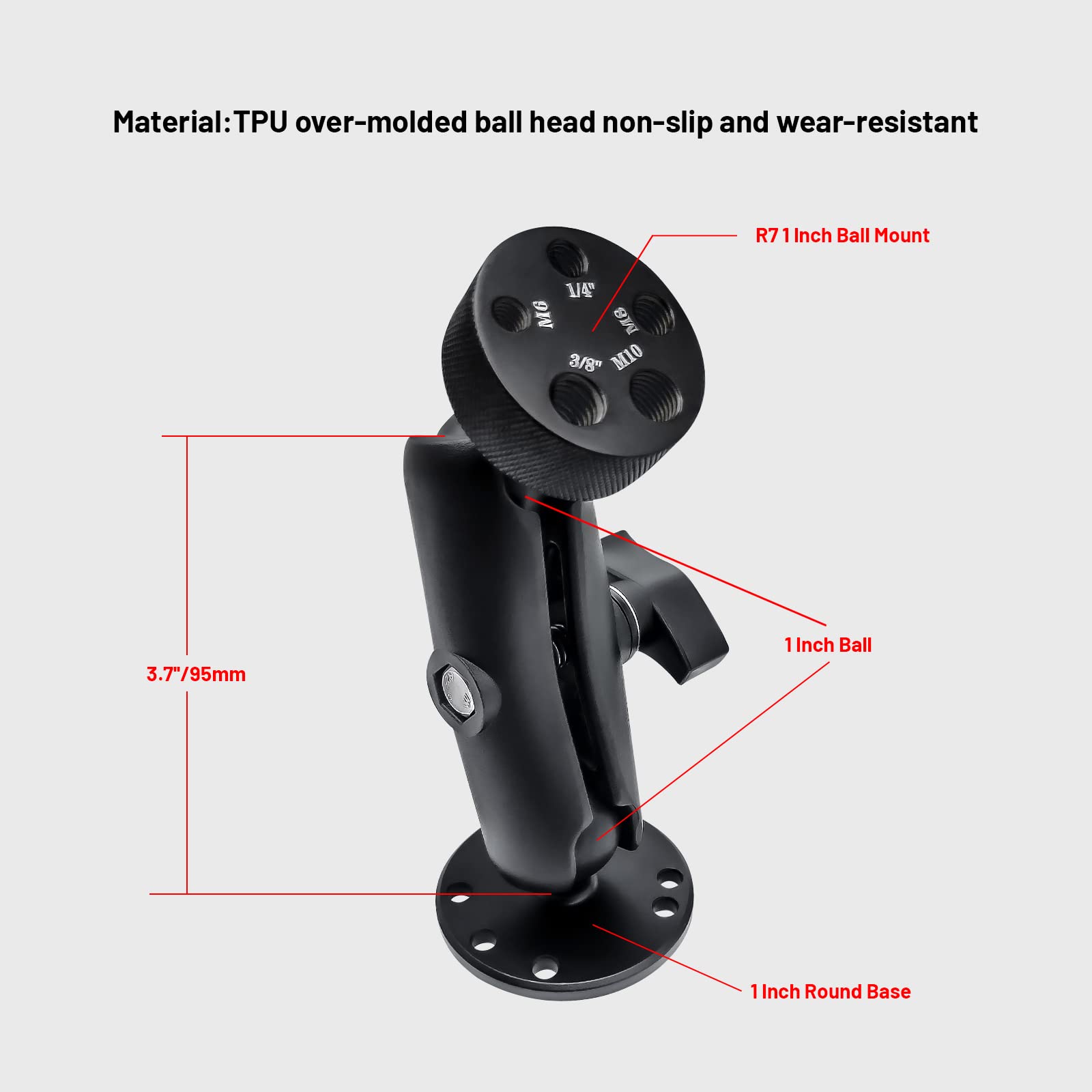 1 Inch Ball Mount Compatible With Ram Mount Suitable For Cars, Motorcycles, Bicycles(S L9575)