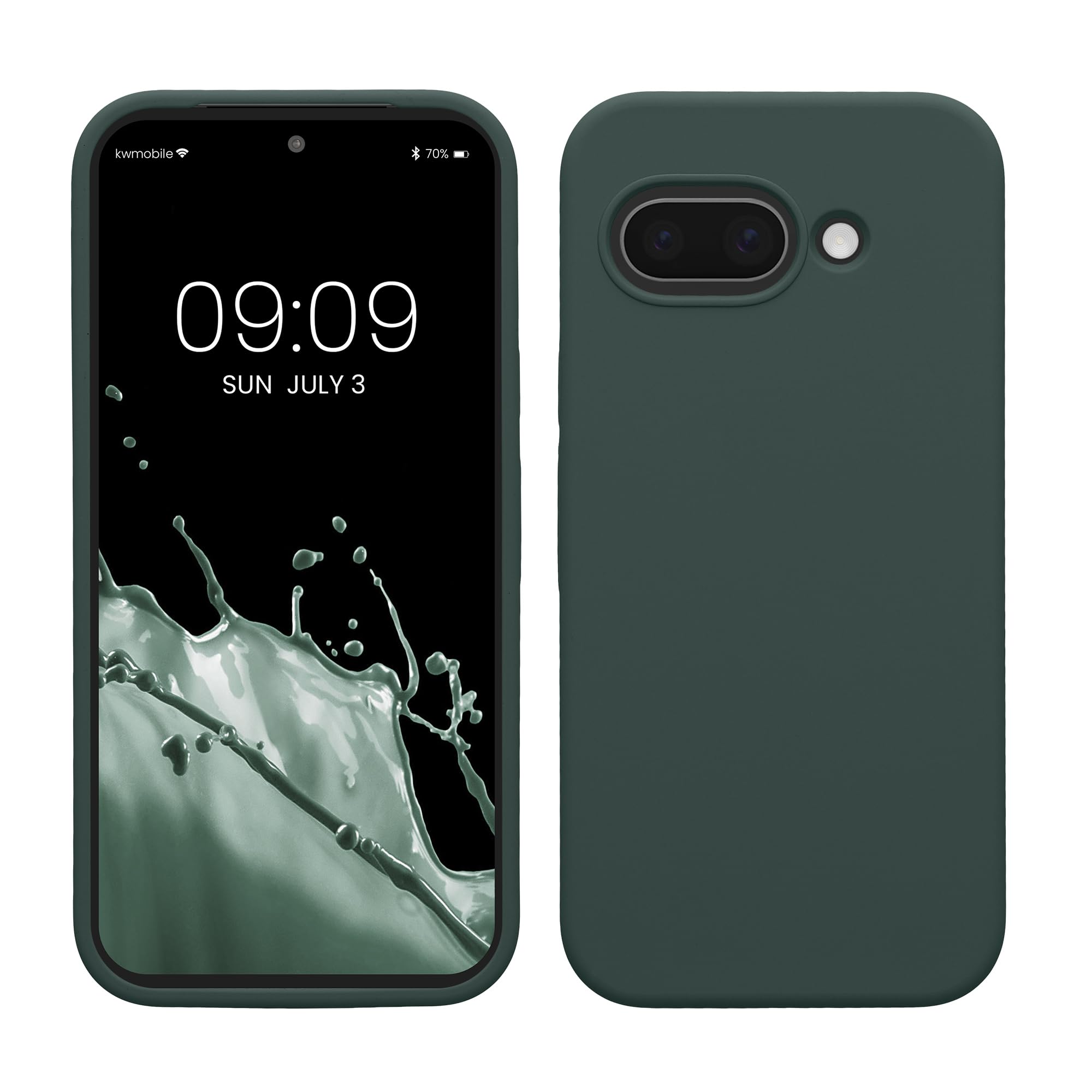 kwmobile Case Compatible with Google Pixel 9a Case - TPU Silicone Phone Cover with Soft Finish - Moss Green