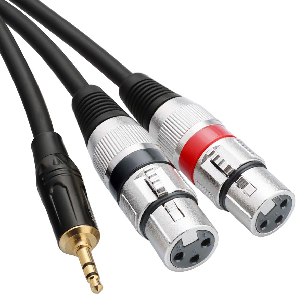 Tisino Dual Xlr To 3.5Mm Stereo Mic Cable, 2 Xlr Female To 1/8 Inch Mini Jack Y Splitter Breakout Lead Microphone Cord   3.3 Fee