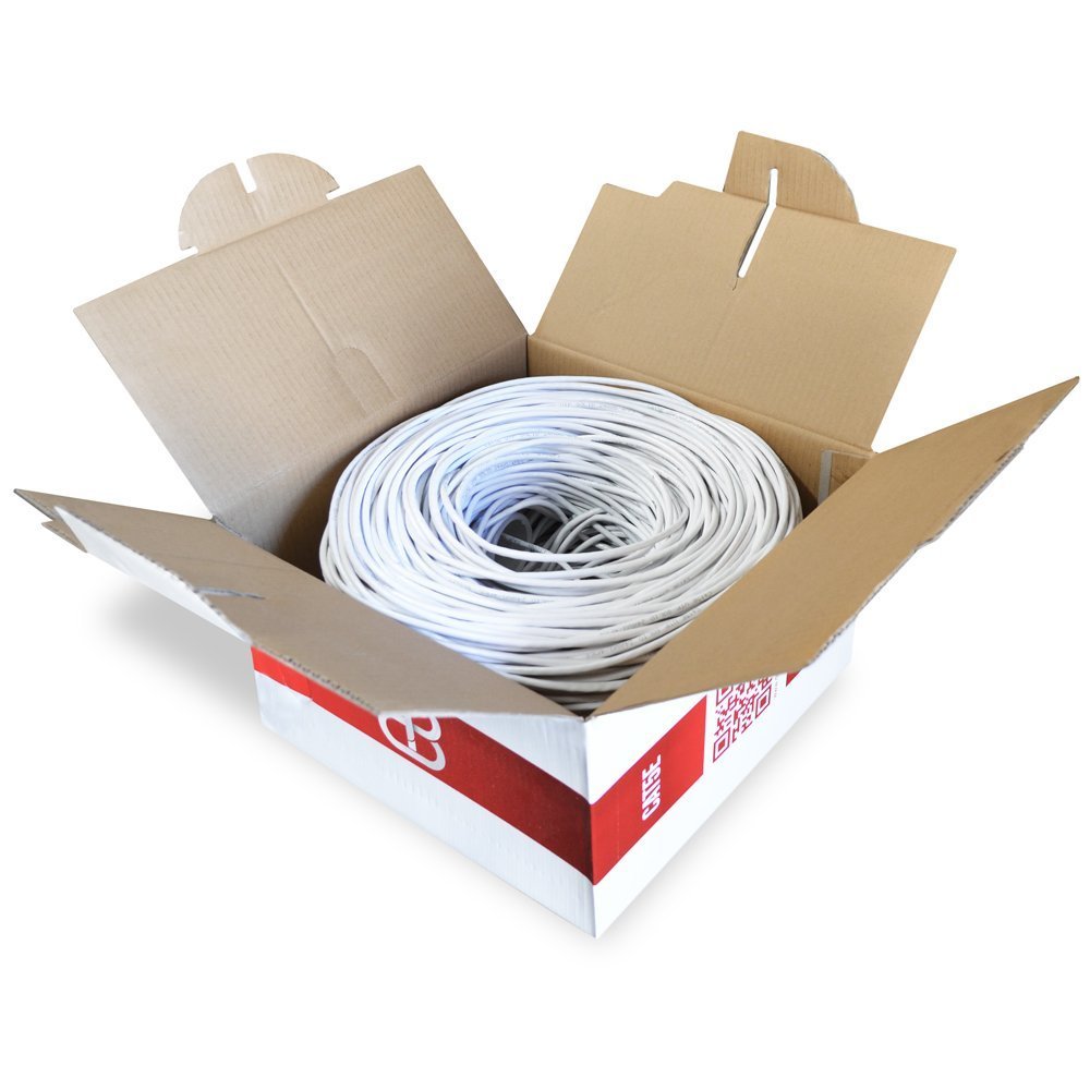 Dripstone Cat5E 1000Ft 24Awg Solid Utp Unshielded Ethernet Cable Rj45 Cca Bulk Network Lan Wire Rj45 Easy Pull Box 305M (White)