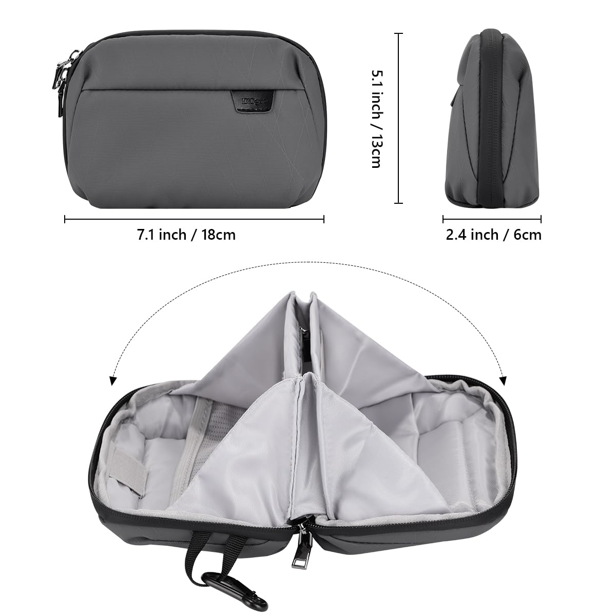 Ddgro Small Electronics Organizer Travel Case   Cord, Cable, Charger, Power Bank Organizer & Pouch (Dark Grey Mini)