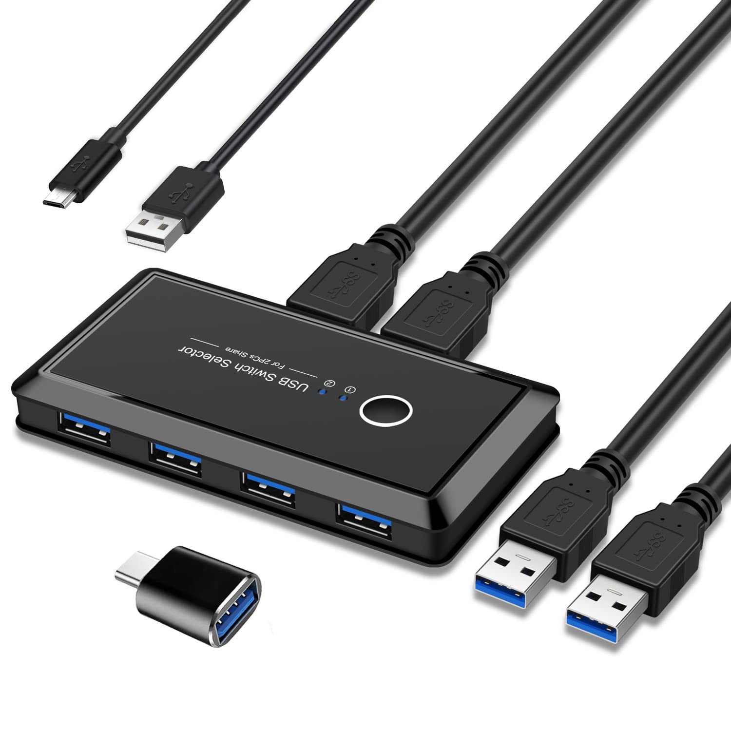 YINNCEEN USB 3.0 Switch, USB Switcher 2 Computer Share 4 USB Devices, Peripheral USB KVM Switch for PC Printer Scanner Mouse Key