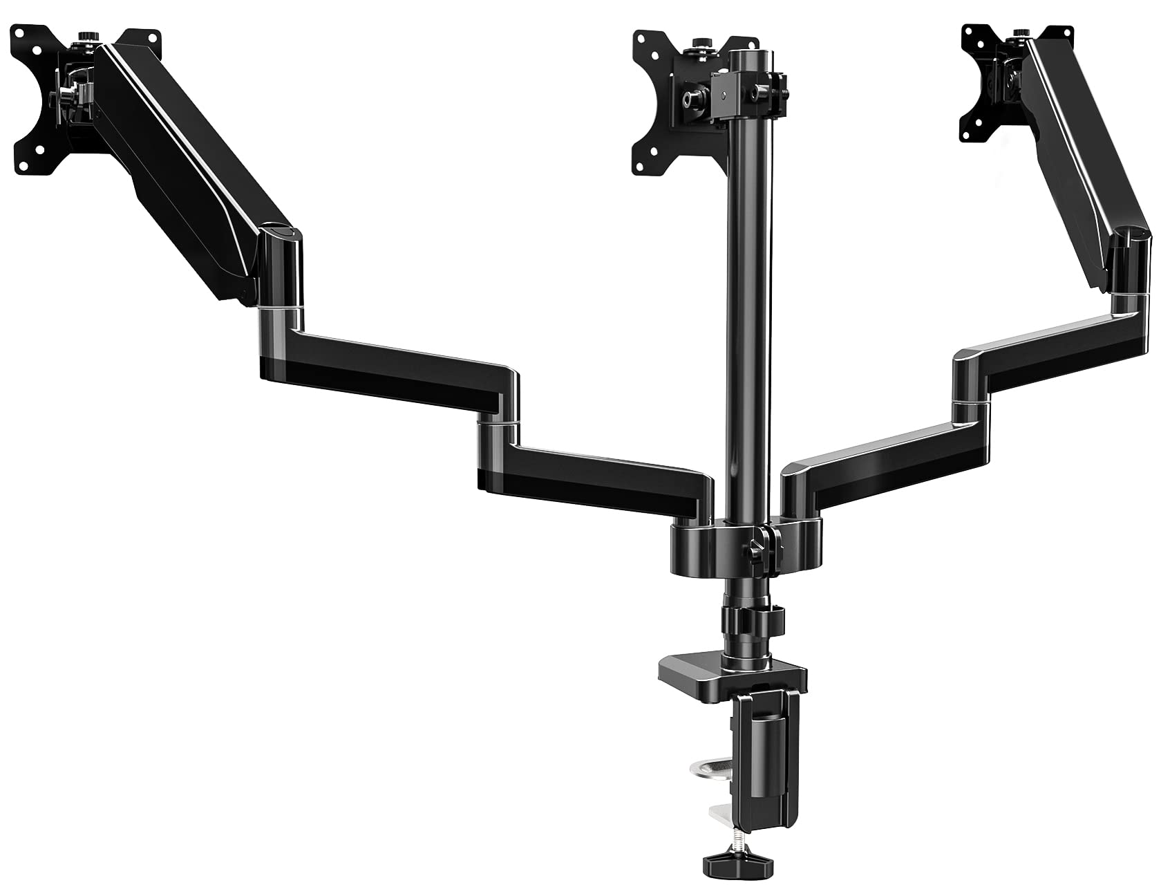Upgravity Triple Monitor Mount, 3 Monitor Desk Mount For Three Flat/Curved Computer Screens Up To 27 Inch, Fully Adjustable Gas 