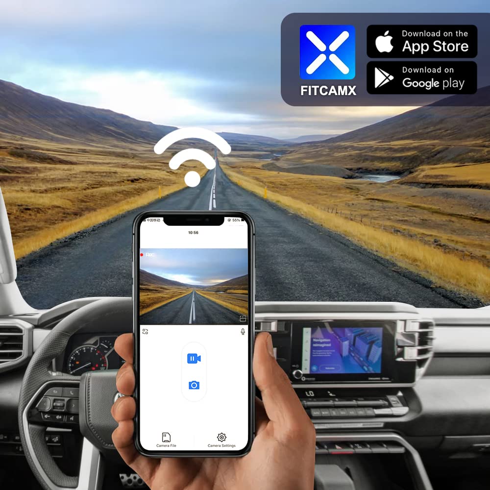 Fitcamx Front 4K+Rear 1080P Dash Cam For 2022 2024 Toyota Tundra & Sequoia 2023 2024 Limited Sr Sr5 Trd Pro Limited Platinum (Ge