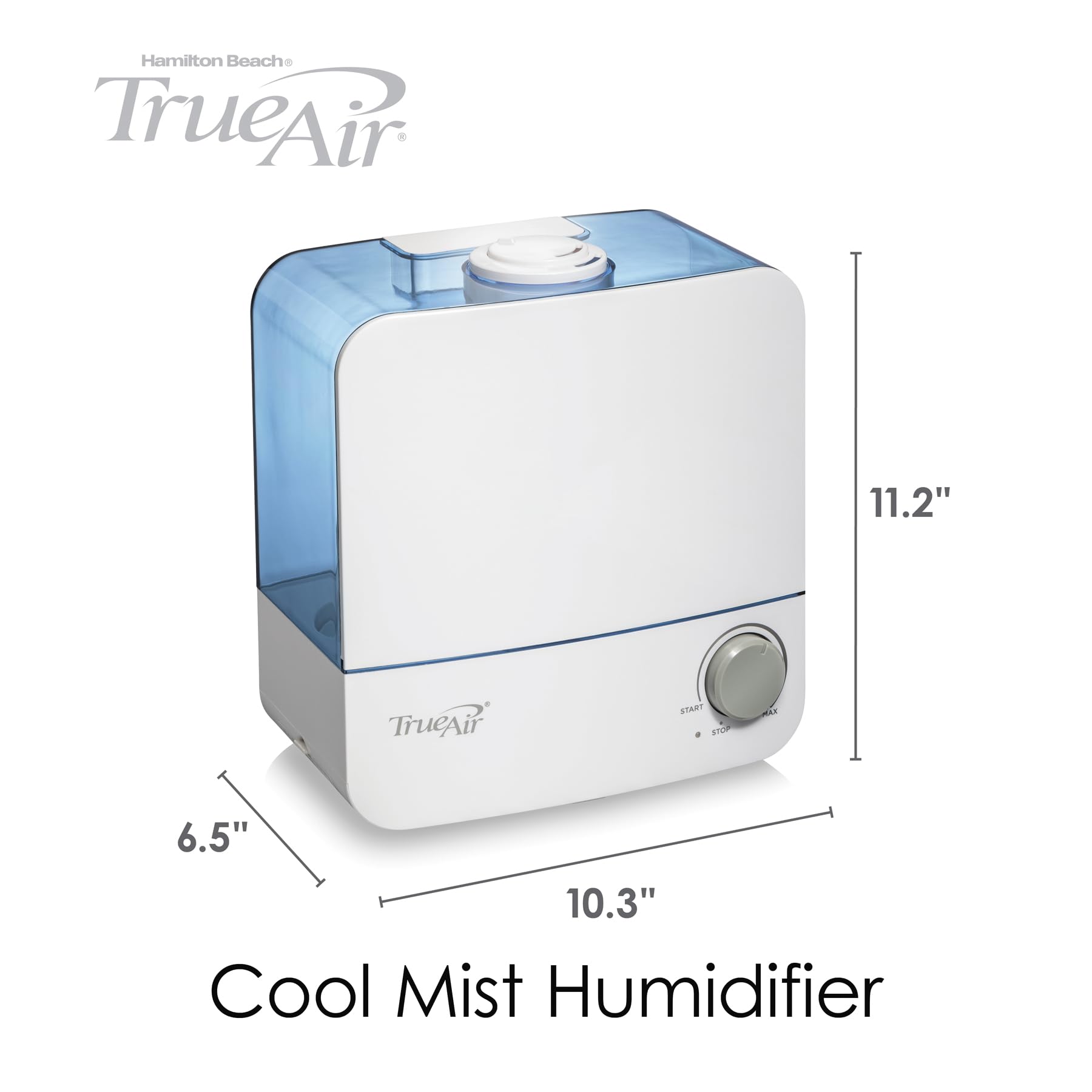 Hamilton Beach TrueAir Cool Mist Humidifier, 5.5L, Whisper Quiet, Filter-Free, White, Model 04700