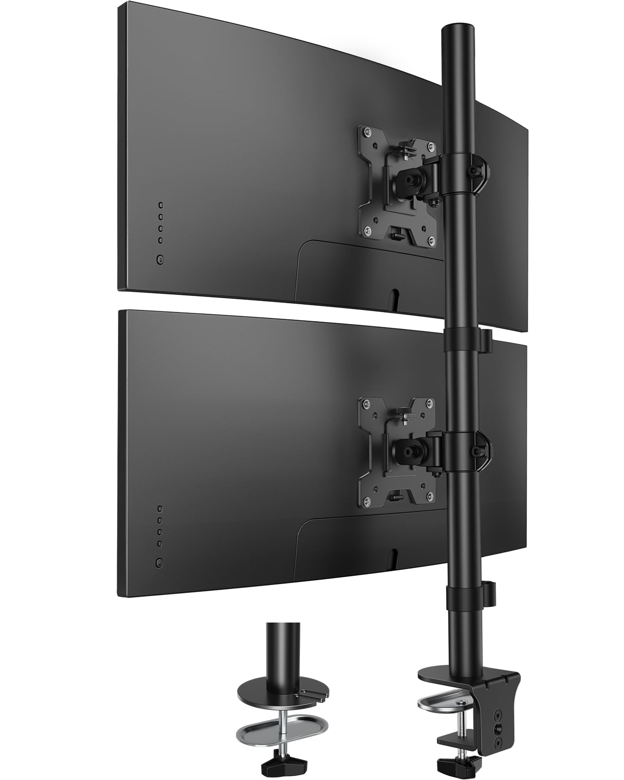 Huanuo Vertical Dual Monitor Mount, Stacked Monitor Stand For 2 Monitors With Height Adjustment Computer Monitor Arm Supports Tw