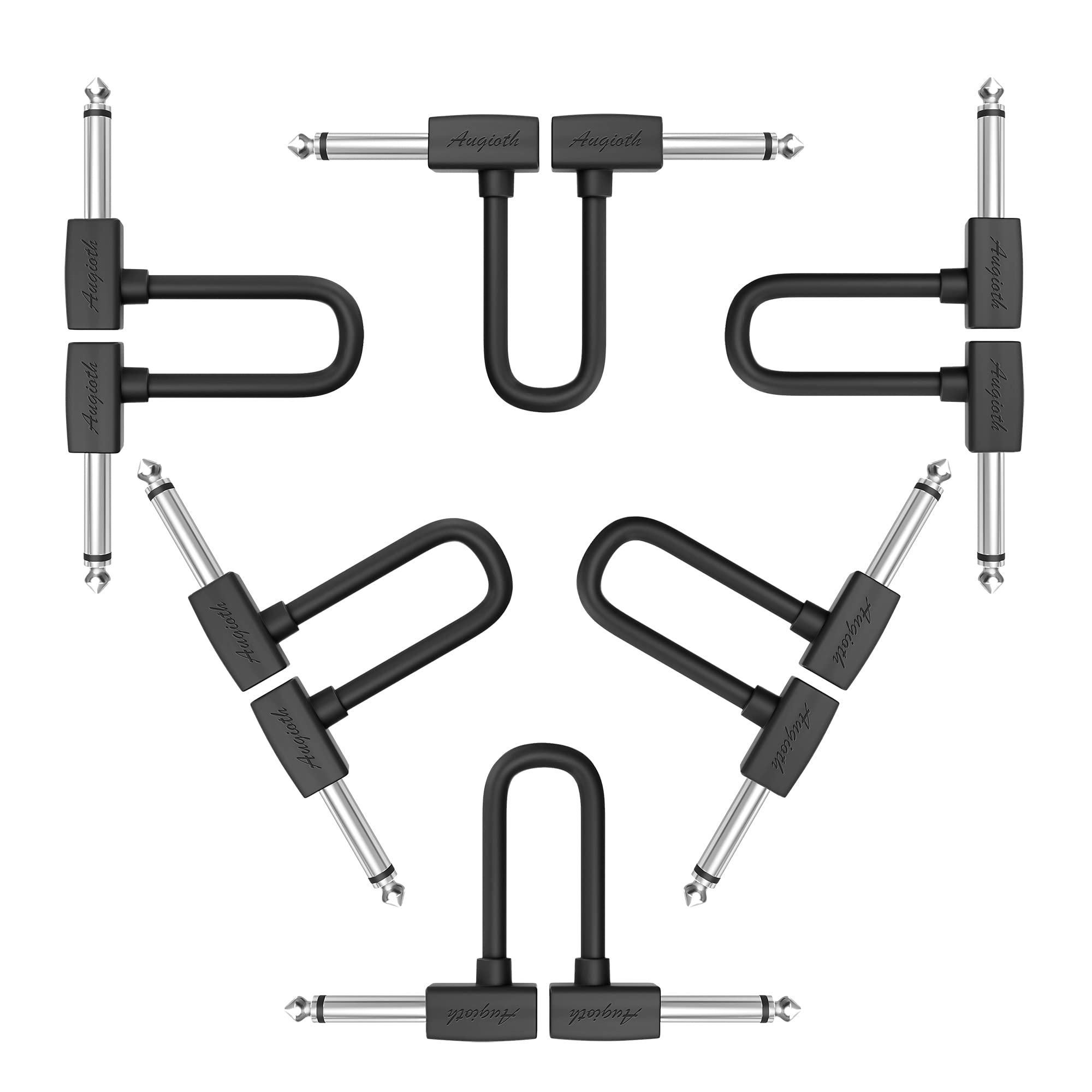 Augioth 6 Inch 6 Pack 15 Cm Guitar Patch Cable 0.5 Ft 1/4 Right Angled Ts Effect Pedal Cord