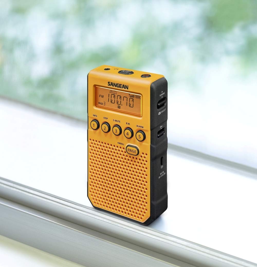 Sangean DT-800YL NOAA Weather Alert Pocket Radio, AM/FM, Yellow