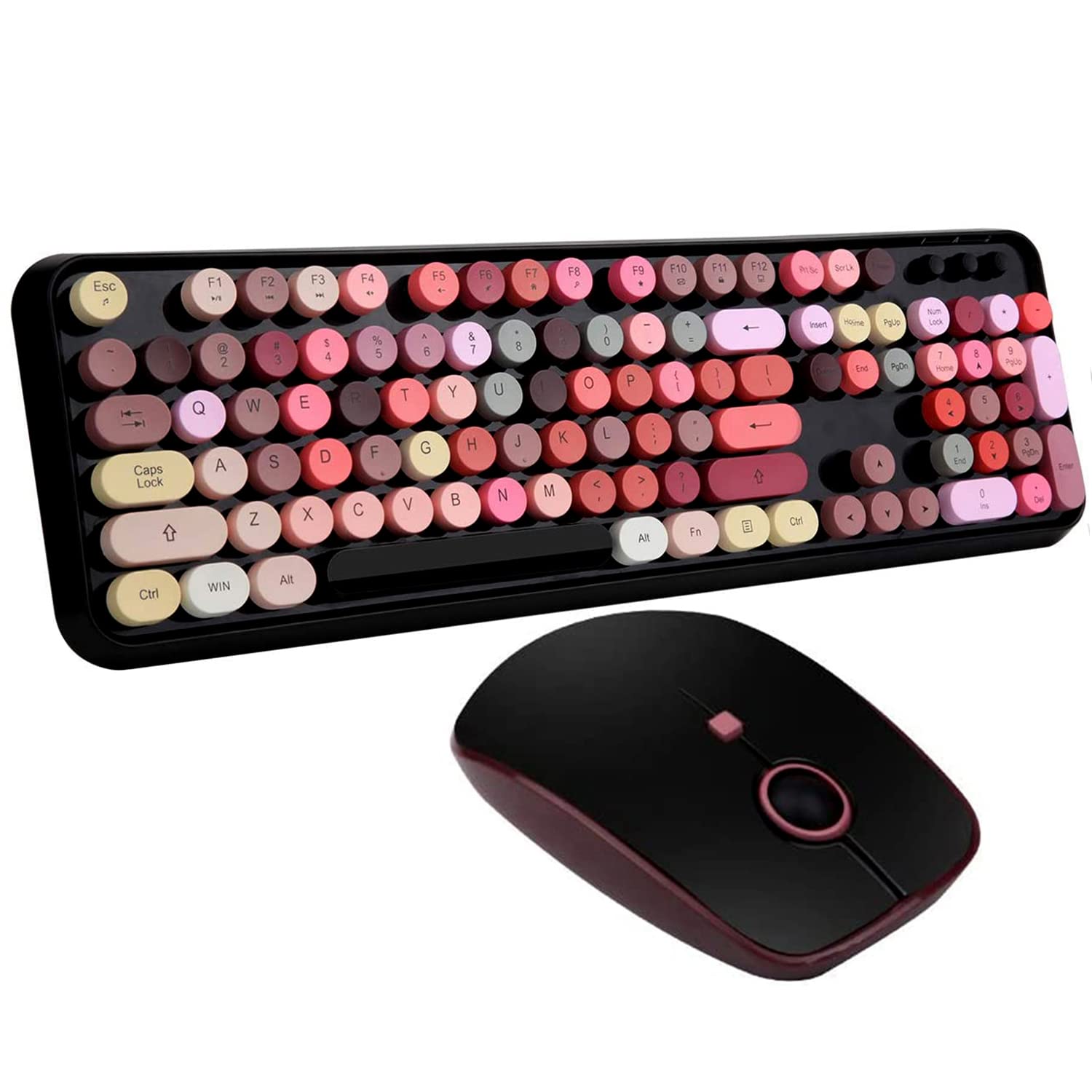 Fopett Keyboard And Mouse Sets, Wireless, Reliable 2.4 Ghz Connectivity For Pc,Laptop,Smart Tv And More (Black Colorful)