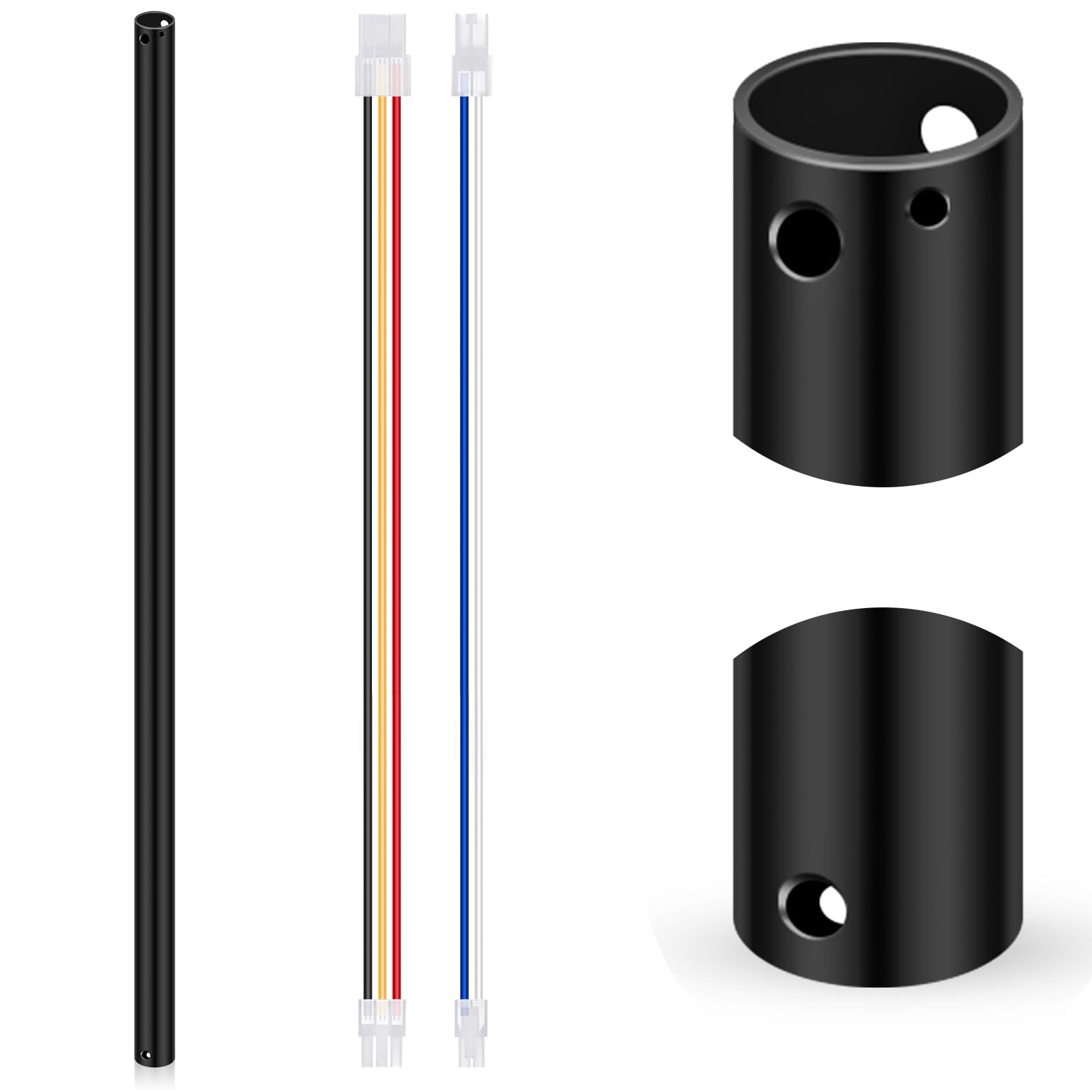 VIHOSE 36 Inch Ceiling Fan Downrod with Extension Cord 3 ft Black Downrod for Ceiling Fan 1 Inch Outside Diameter Not Threaded S