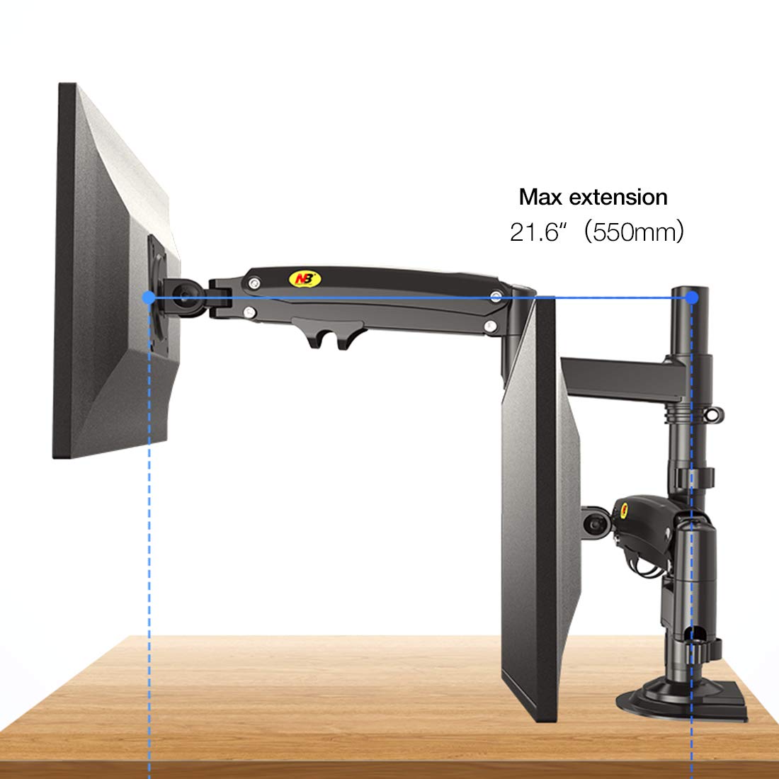 Nb North Bayou Dual Monitor Desk Mount Stand Full Motion Swivel Computer Monitor Arm Fits 2 Screens Up To 32'' With Load Capacit