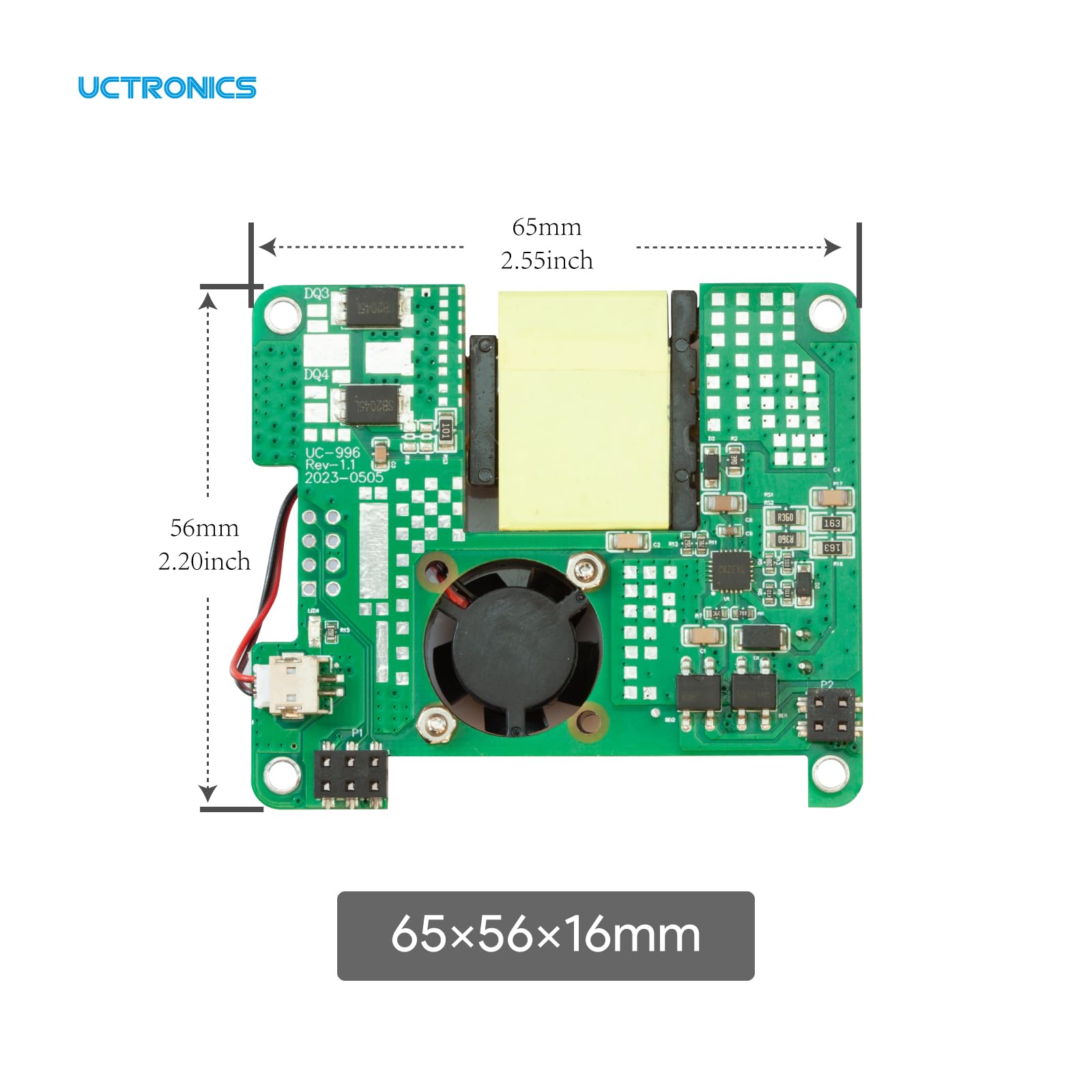 Uctronics Poe+ Hat For Raspberry Pi, 5V 4.5A Max Ieee802.3Af/At Complaint Power Over Ethernet With Cooling Fan For Raspberry Pi