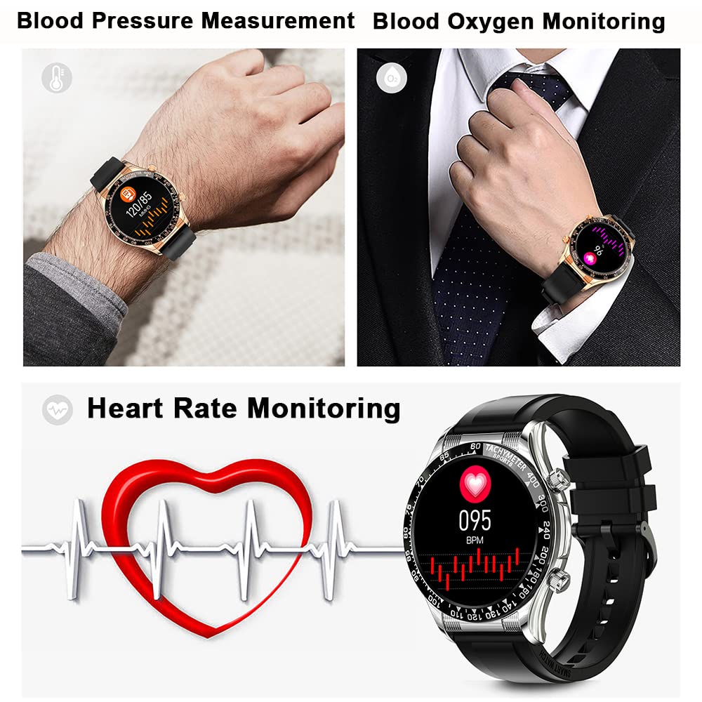 Smart Watch For Men Full Touchscreen Make/Answer Calls Step Counter Fitness Watches Activity Tracker Calories Compatible With An