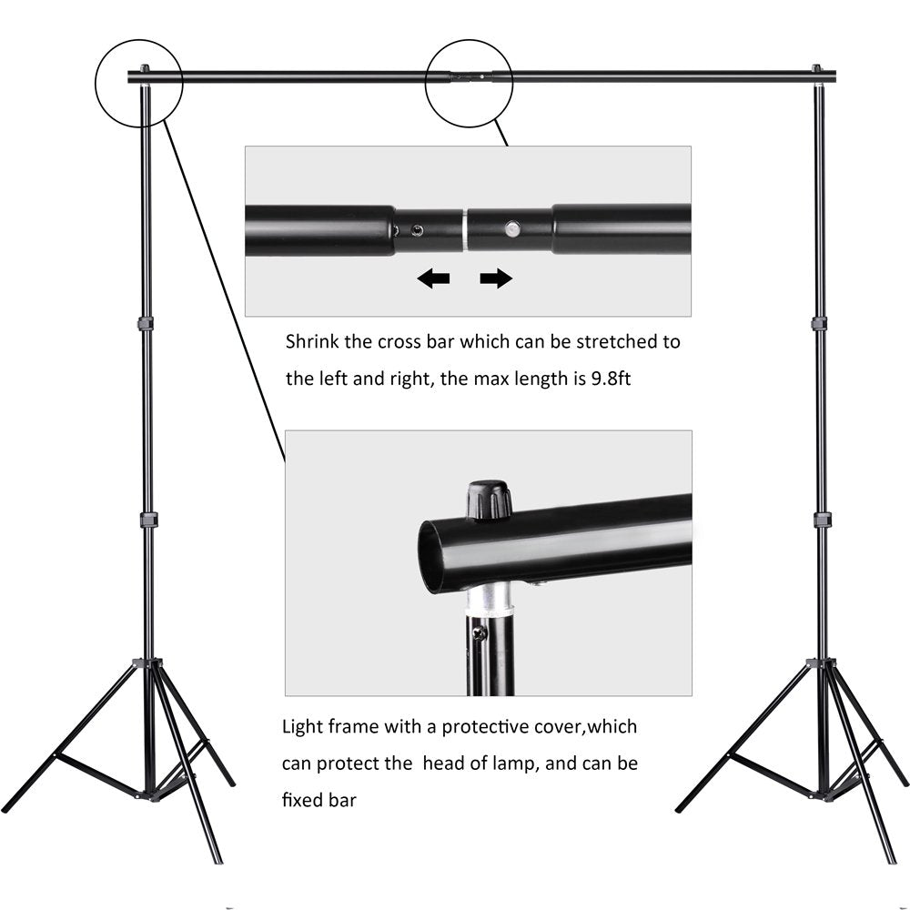 Slow Dolphin Photo Video Studio 10X7Ft(Wxh) Adjustable Backdrop Support System Kit Background Stand With Carry Bag