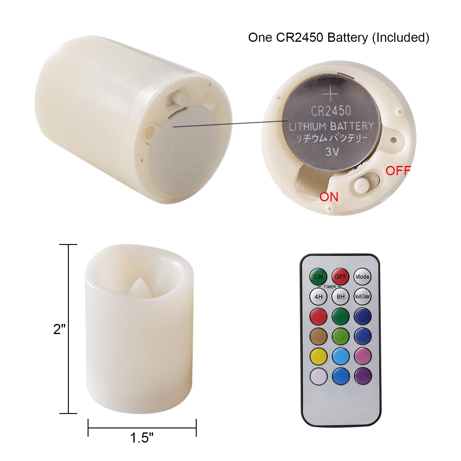 Dromance Color Changing Flameless Votive Candles With Remote And Timer, Battery Operated White Led Flickering Votive Pillar Cand