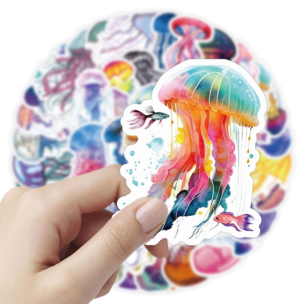 Jellyfish Stickers |50Pcs Jellyfish Waterproof Vinyl Decals For Water Bottles Laptop Luggage Cup Computer Mobile Phone Skateboar