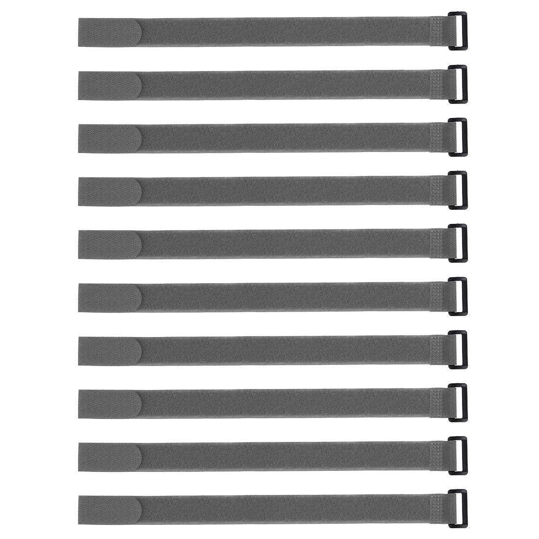 Uxcell 10Pcs Hook And Loop Straps, 1 Inch X 16 Inch Securing Straps Reusable Fastening Cable Tie (Gray)