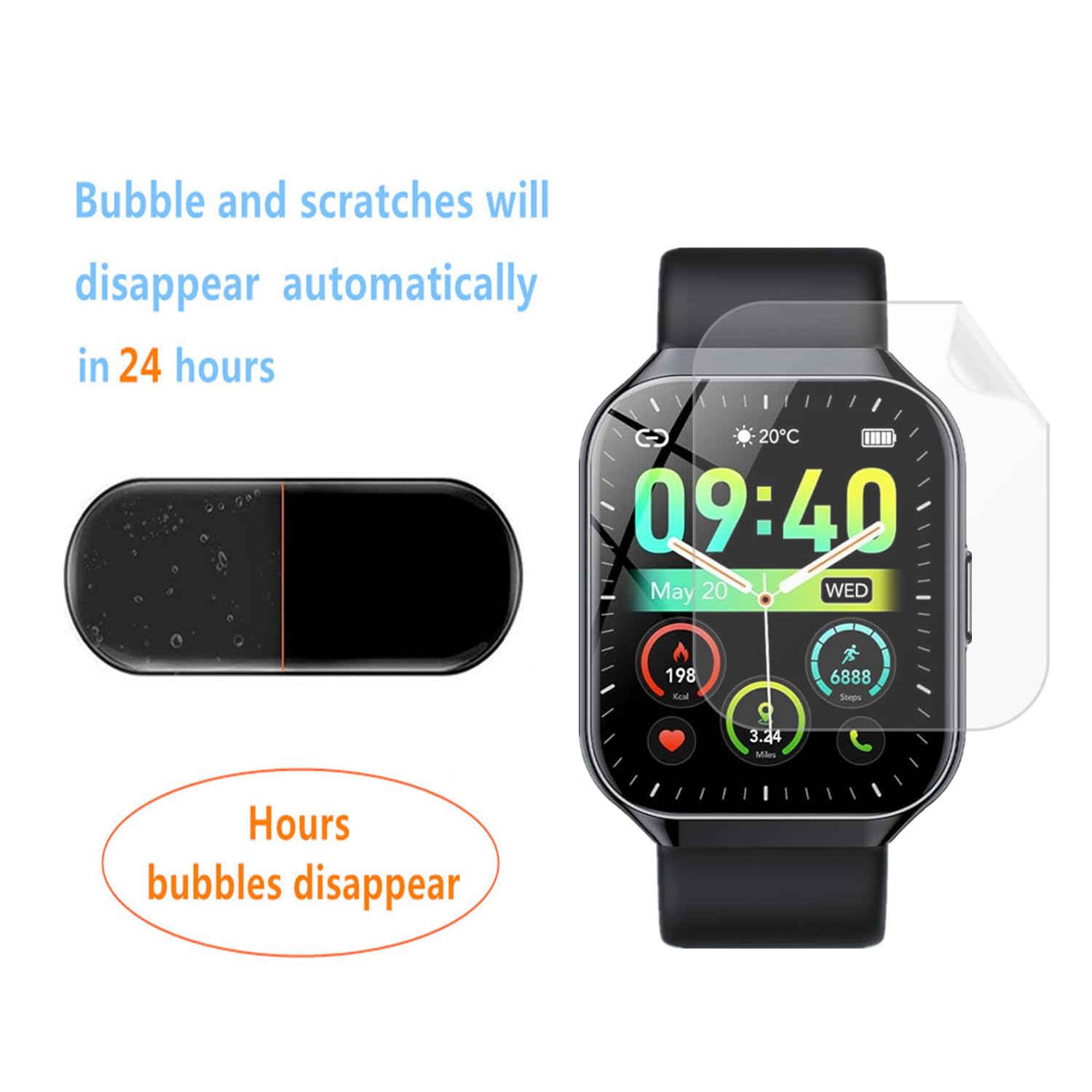 Aemus Screen Protector Compatible For Togala Smart Watch 1.96'' (6 Pack) Clear Tpu Soft Film Compatible For Jugeman P99 / P98 Sm