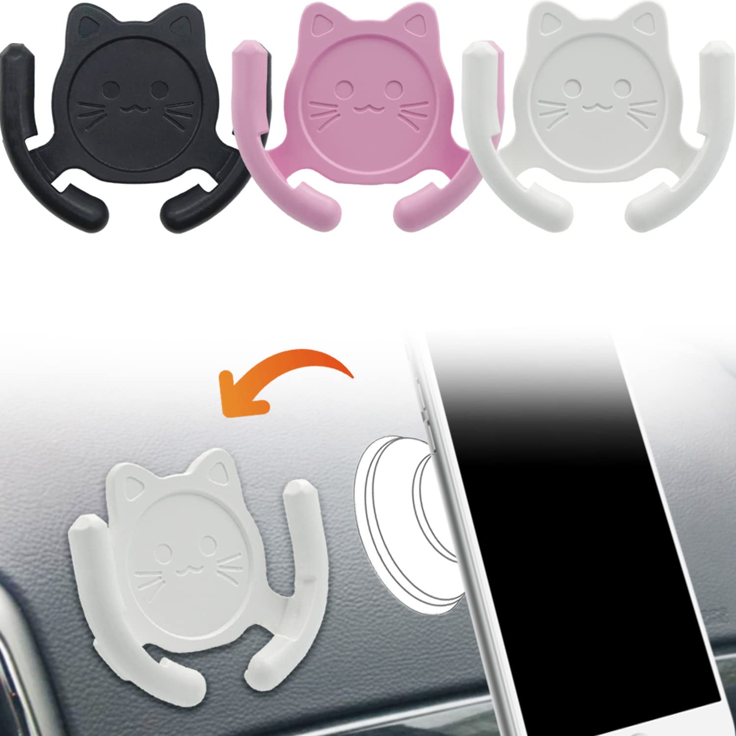 Homefox Multi Surface Holder Car Mount 3 Pack Compatible For Popsocket Holder Grips Hand Free Device Support Home Office Desk Wa