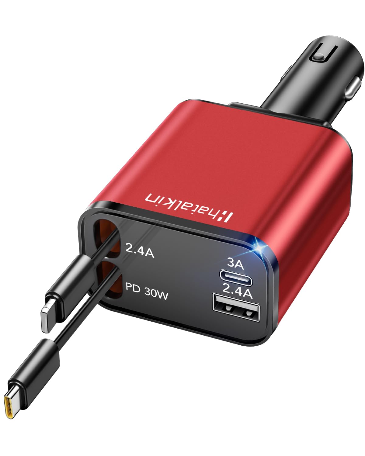 Retractable Car Charger 4 In 1, Compatible With Iphone 16 Car Charger Fast Charging, Type C Retractable Fast Car Charger, 69W Us