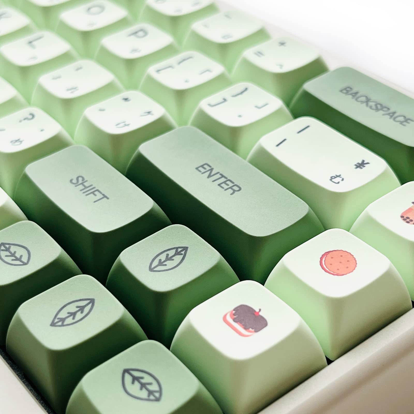 Xdk Custom Keycaps 124 Keys(Pbt Xda Dye Sub) Cute Matcha Green Japanese Keycaps Set For 60% 65% 100% Mechanical Keyboard
