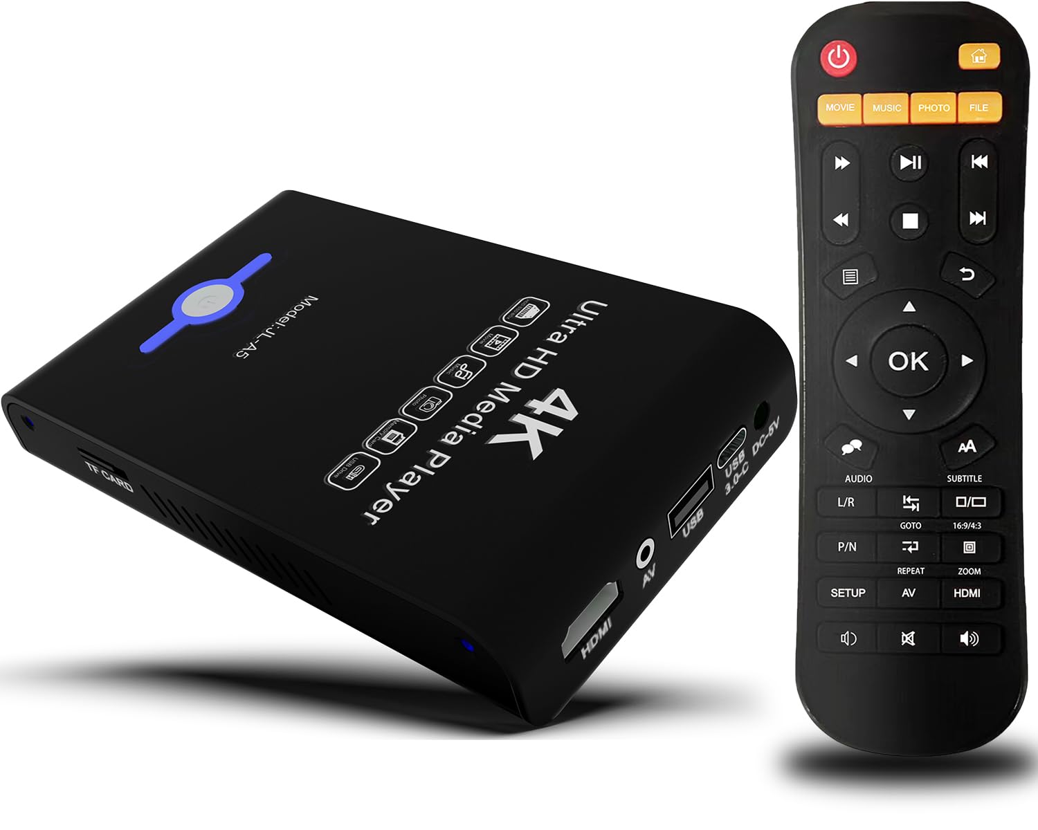 4K Ultra HD Media Player & HDD Enclosure 2-in-1,Digital Signage, Play H.265/HEVC H.264/AVC MP4 MKV Videos,MP3 Music,JPG Photos,A