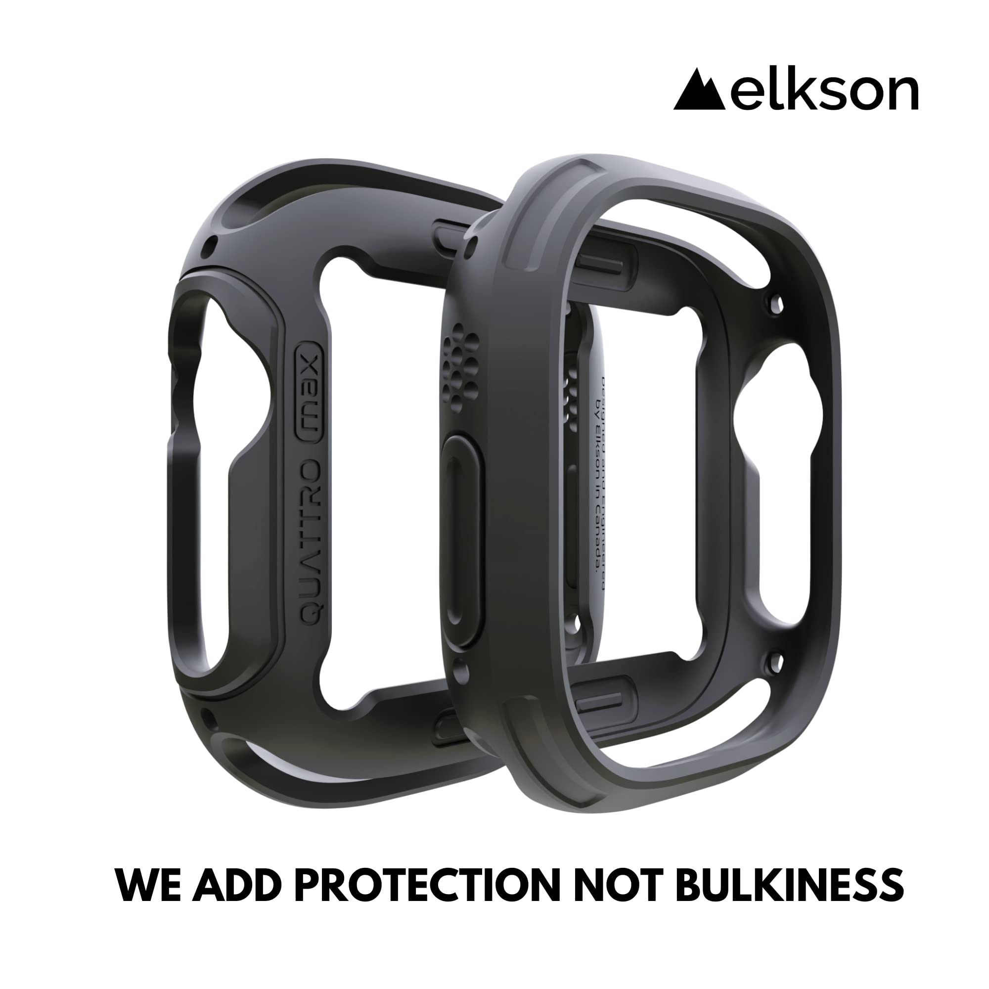 Elkson Compatible Apple Watch Ultra Bumper Case & Screen Protector Kit 49Mm Quattro Max Series Rugged, Military Grade Durable Fl